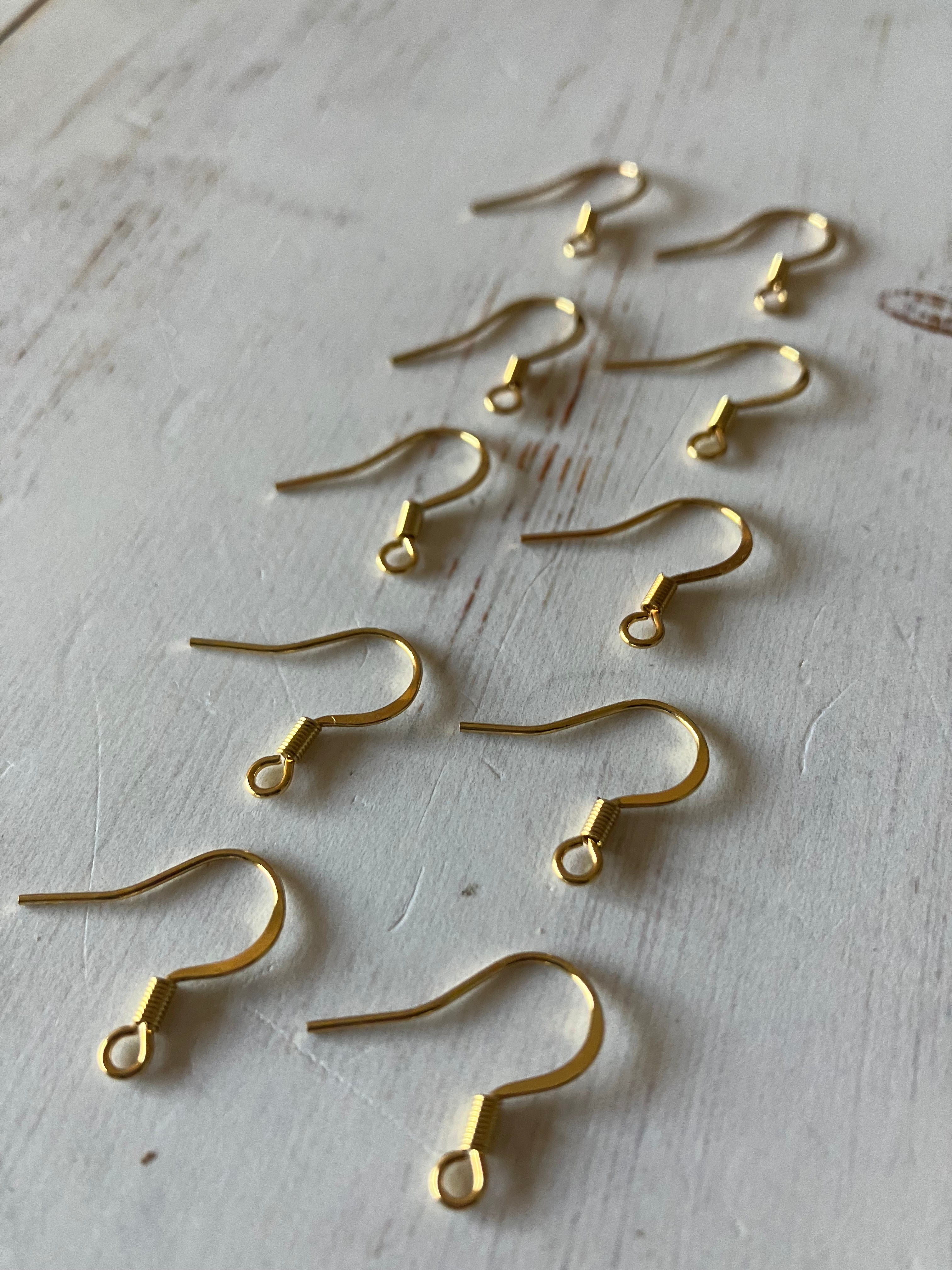 304 Surgical Stainless Steel 18K Gold Plated - Golden French Earring Hooks (5 PAIRS)