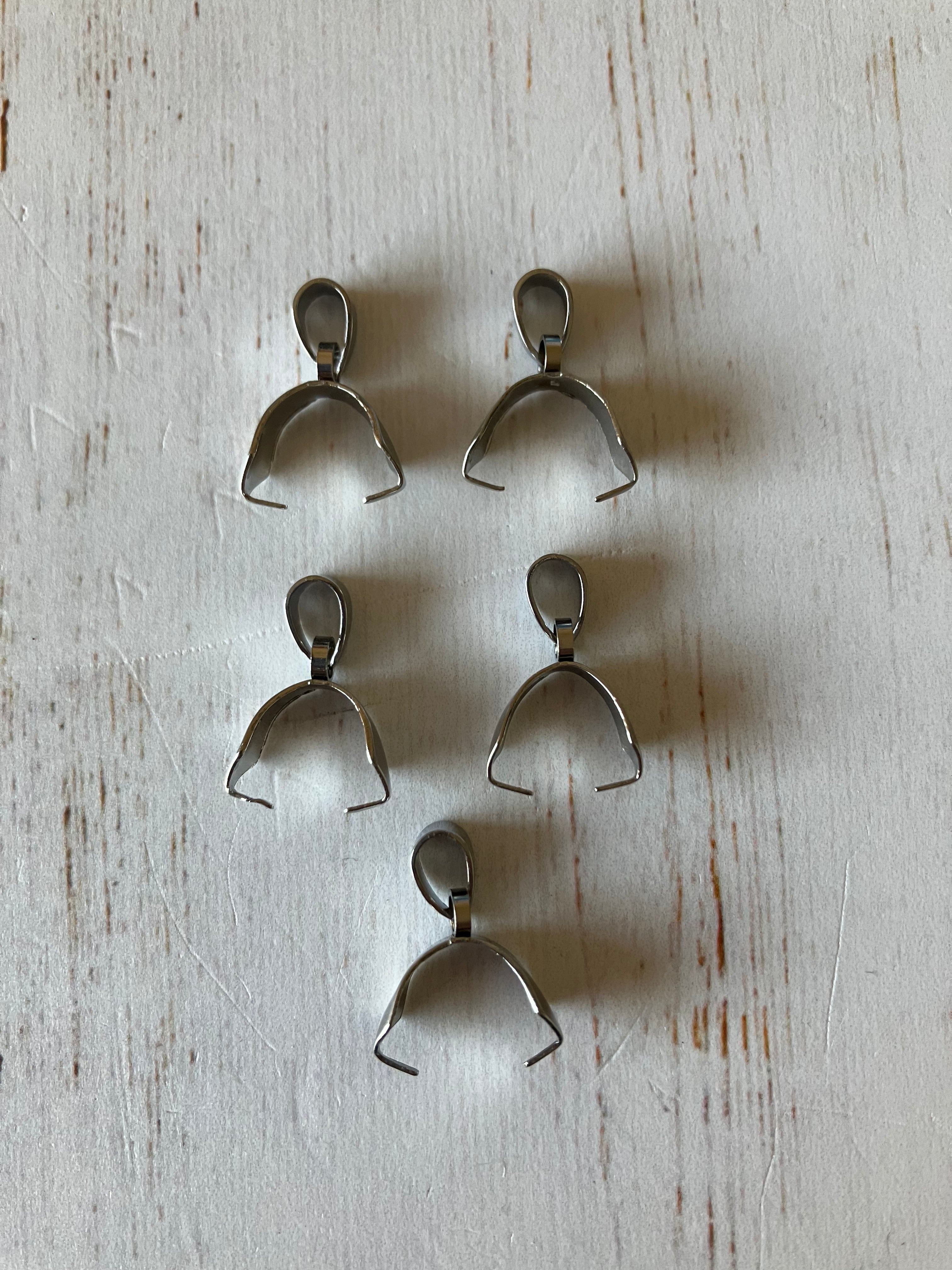 304 Stainless Steel Pendant Pinch Bails, Stainless Steel Color, (18x13x5mm) 5 PIECES