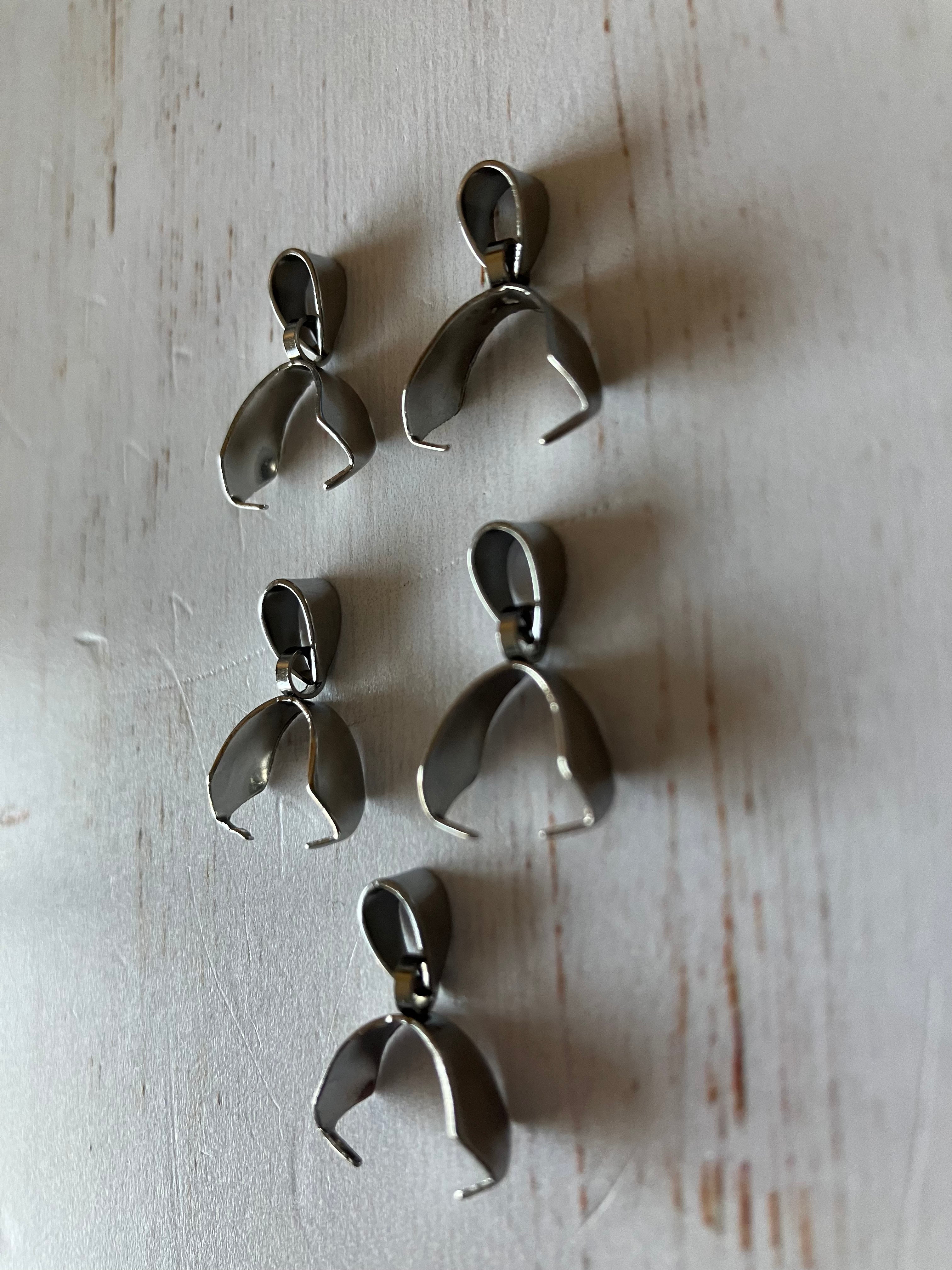 304 Stainless Steel Pendant Pinch Bails, Stainless Steel Color, (18x13x5mm) 5 PIECES