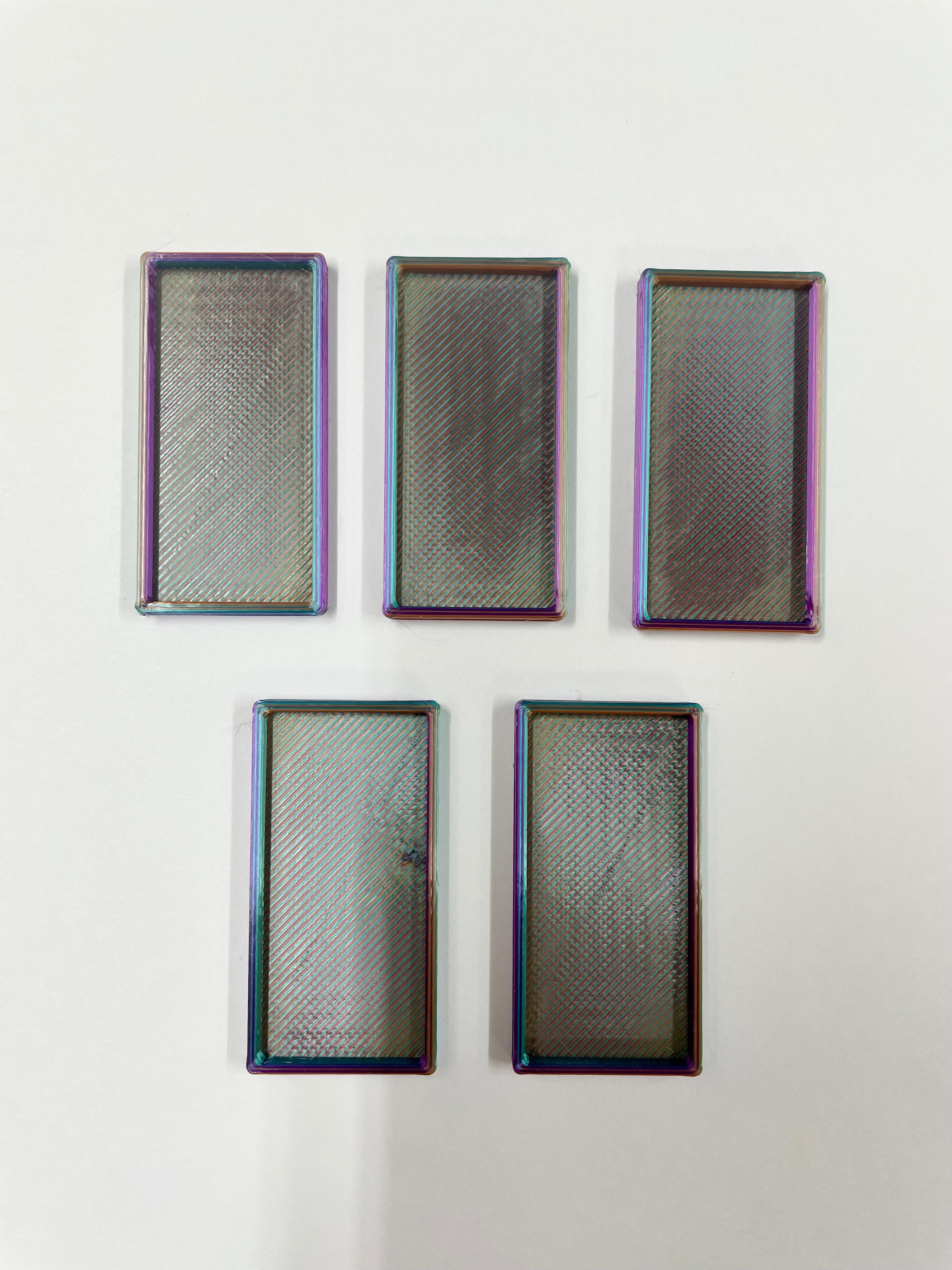 3D Gizmo's - Colorshift - Gold - Blue - Purple  (5 x Rectangle Large Bezel )