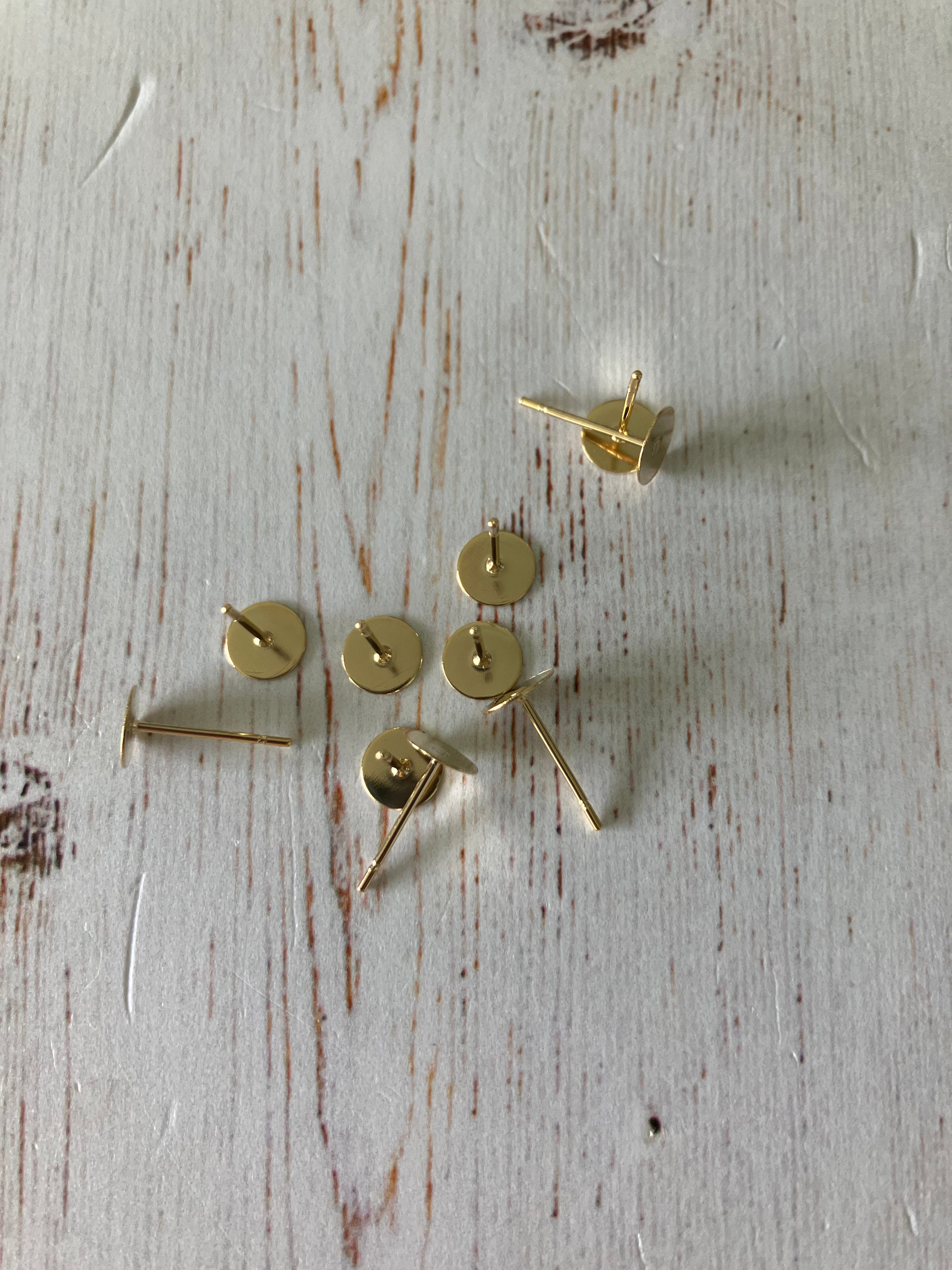 304 Stainless Steel Real 24K Gold Plated Stud Earring Finding 12x6mm (5 Pairs)
