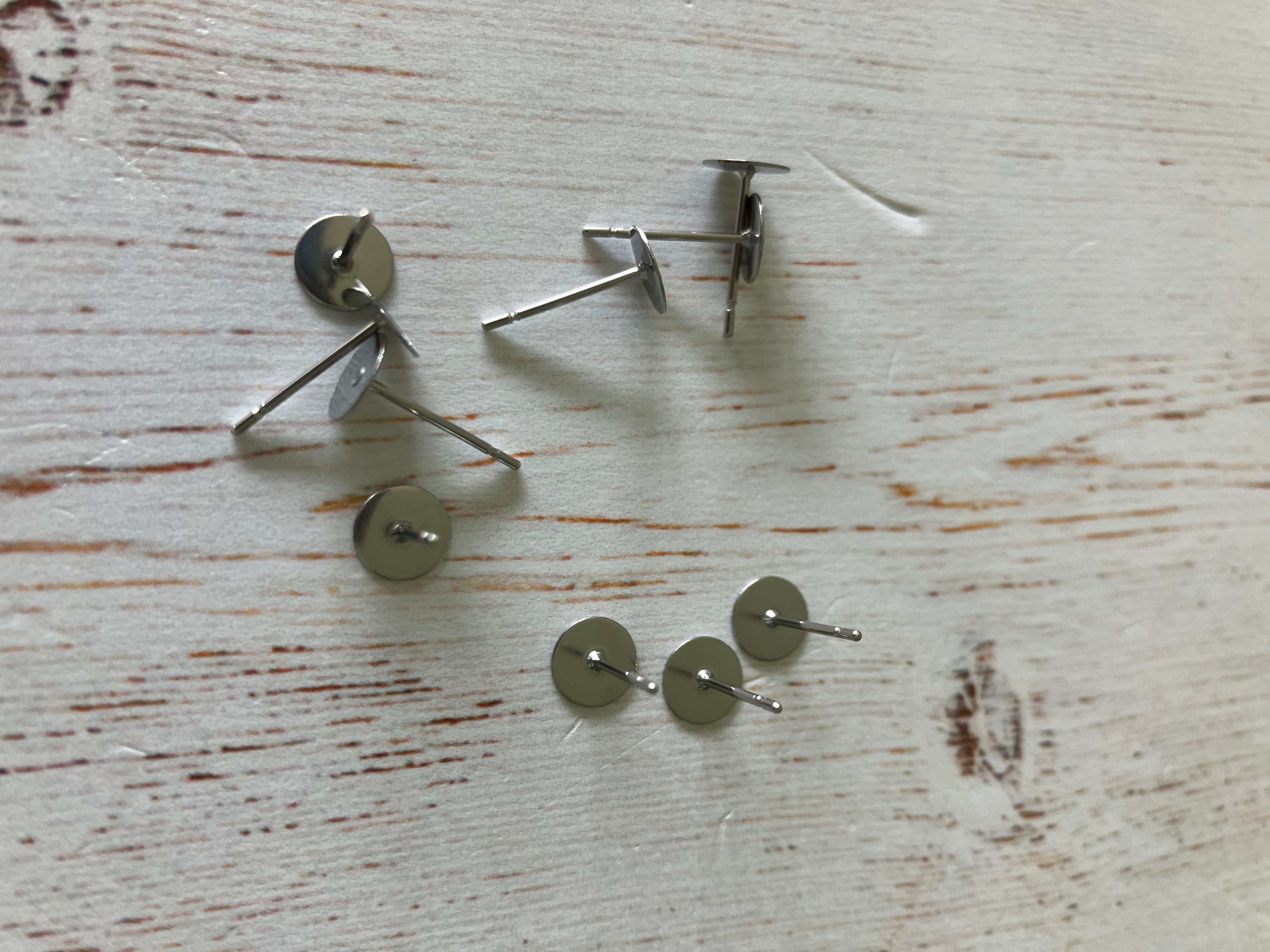 Silver Stainless steel studs  - (5 pairs) 12 x 6mm
