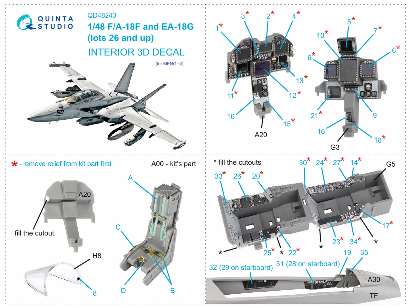 Quinta Studio - 1/48 F/A-18F Late/EA-18G - QD48243 for Meng kit