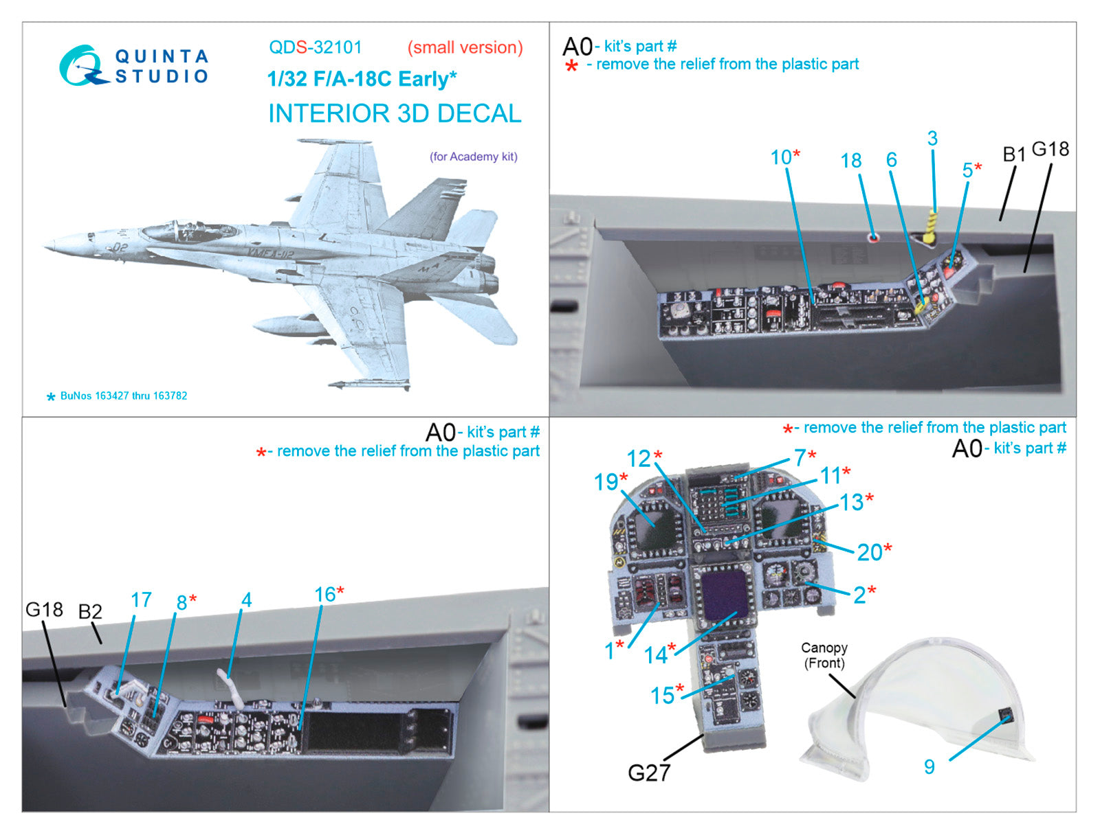 Quinta Studio - 1/32 F/A-18C Early QDS-32101 for Academy kit (small version)
