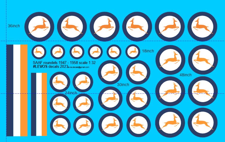 1/32 SAAF Roundels 1947 - 1958 - Scale Decals - L025 B