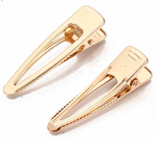 Iron Alligator Hair Clip, Golden, (55x17x12.5mm) 2 PIECES