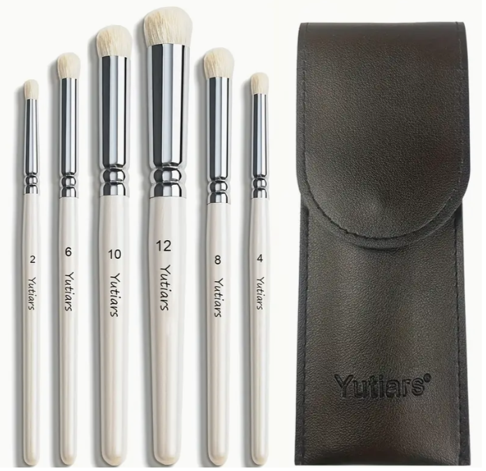 B030- 6pc Dry Brush Set - Sizes 2,4,6,8,10,12 - Includes Faux leather case