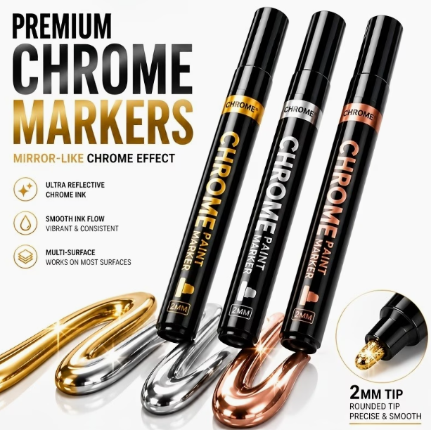 3pc Chrome Paint Markers - 2mm