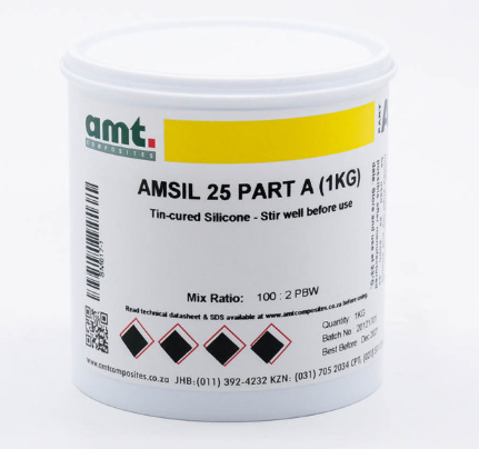 Amsil Silicone 25 is a 2-part RTV (room temperature vulcanizing) high performance, tin/condensation cure mould making silicone.