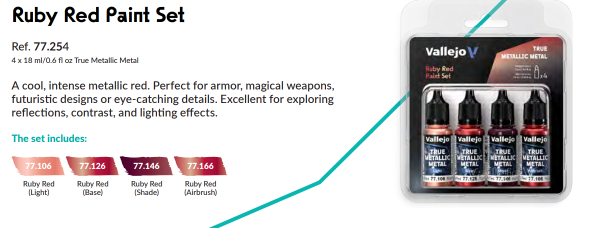 77.254 - Ruby Red  Paint Set - Vallejo True Metallic Metal