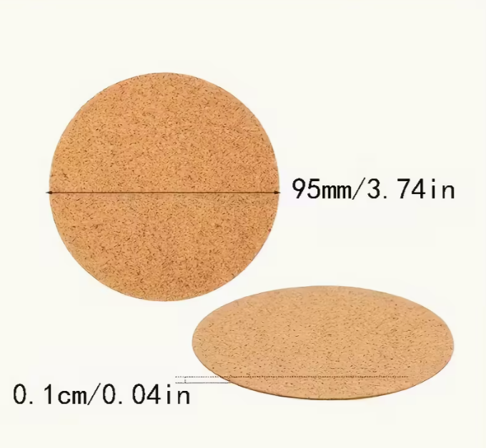 4 X Cork Circles - 9.5cm x 9.5cm