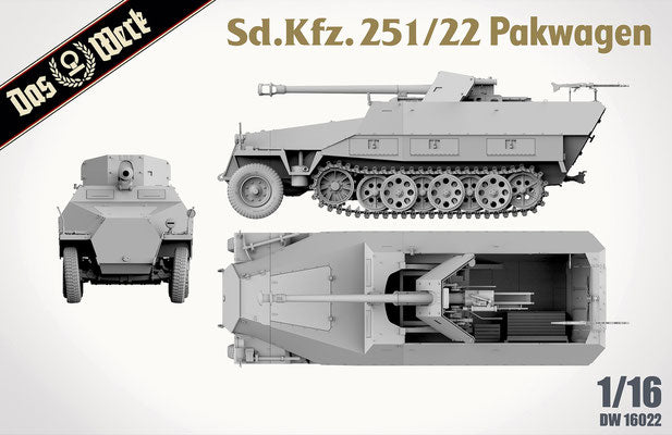 DW16022 -  1/16 - Sd.Kfz. 251/22 Ausf. D "Pakwagen" - No Figures Included