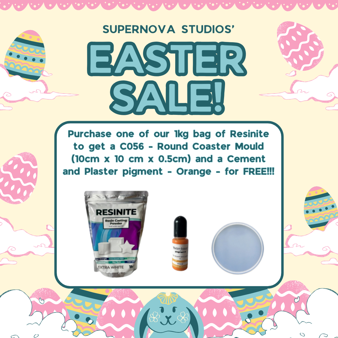 Easter Sale!!! Buy one 1kg Resinite to get one Round Coaster - C056 and one Cement and Plaster Pigment - Orange - FREE!!!!
