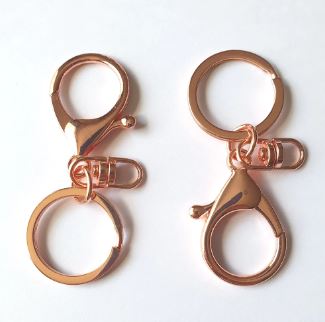 Iron split Key Rings Keychain Clasp Findings, with Alloy Lobster Claw Clasps and Swivel Clasps, Rose Gold, 66mm  (1 in a bag)