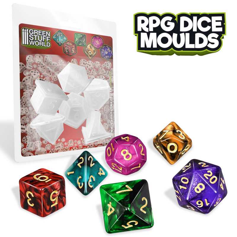 DND Dice Mold Silicone 7 Standard Polyhedral Sharp Edge Dice Slab