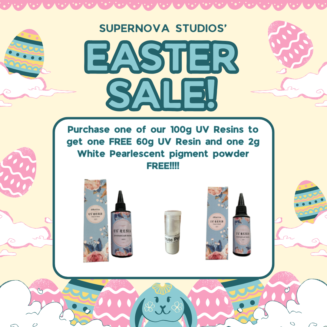 Easter Sale!!! Buy one 100g UV Resin to get one 60g UV Resin and one White Pearlescent pigment powder for FREE!!!!