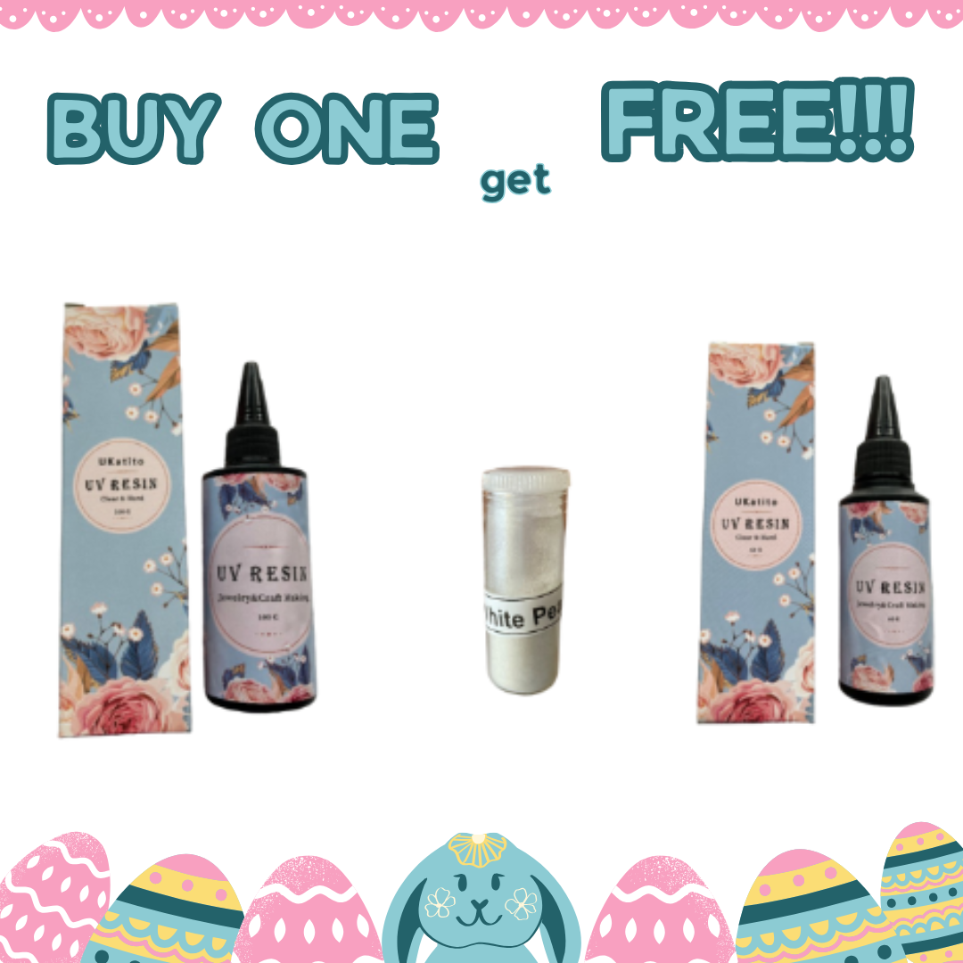 Easter Sale!!! Buy one 100g UV Resin to get one 60g UV Resin and one White Pearlescent pigment powder for FREE!!!!