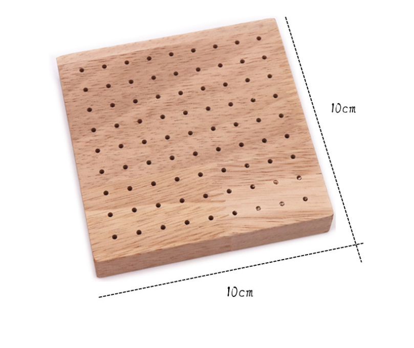 Wooden Square Peg Board - 10 cm x 10 cm