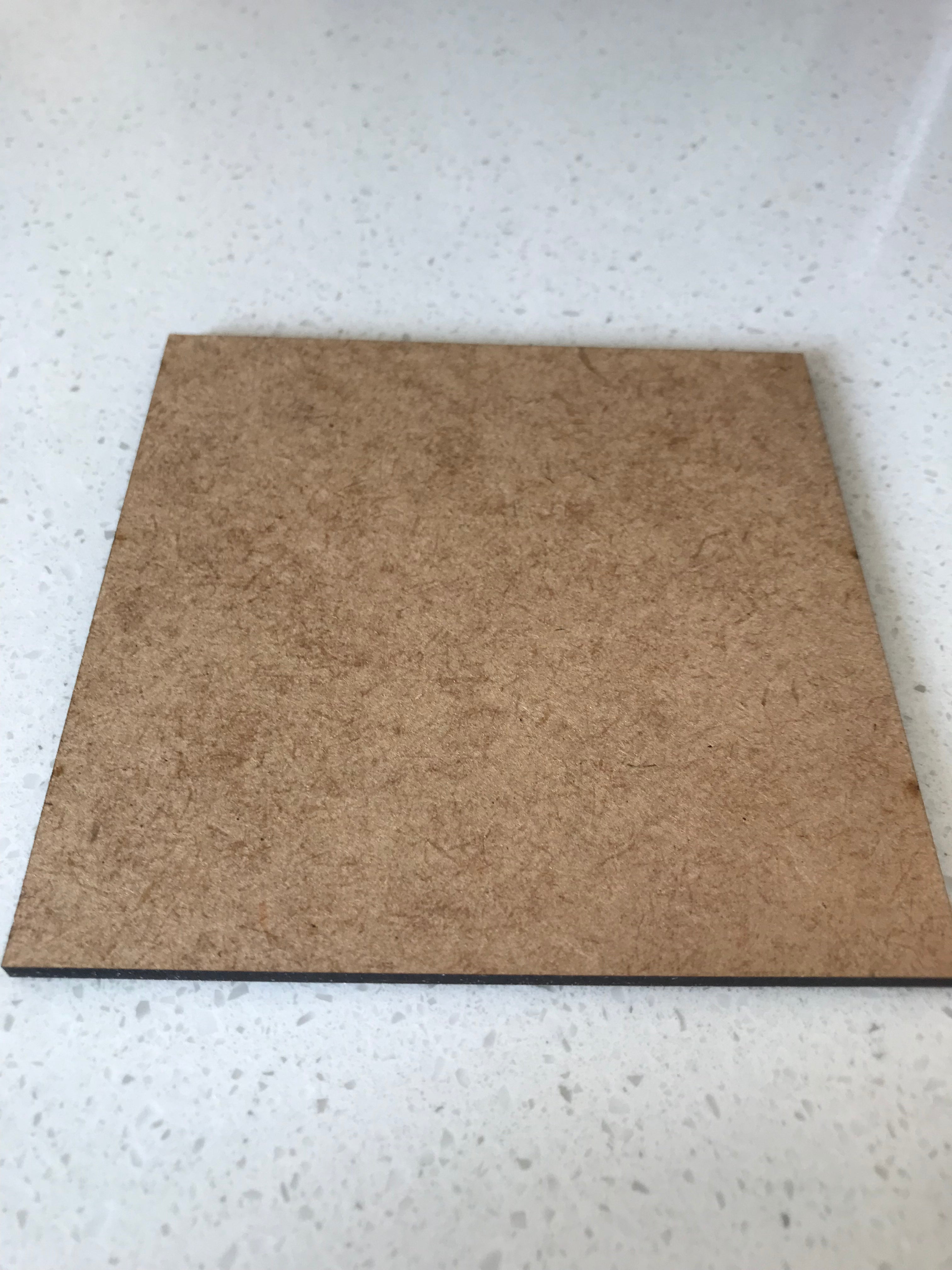 3 mm - Laser Cut Coasters - Square - 6 in a pack