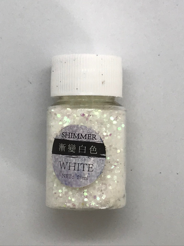 White -  Shimmer Glitter - +/- 20 grams