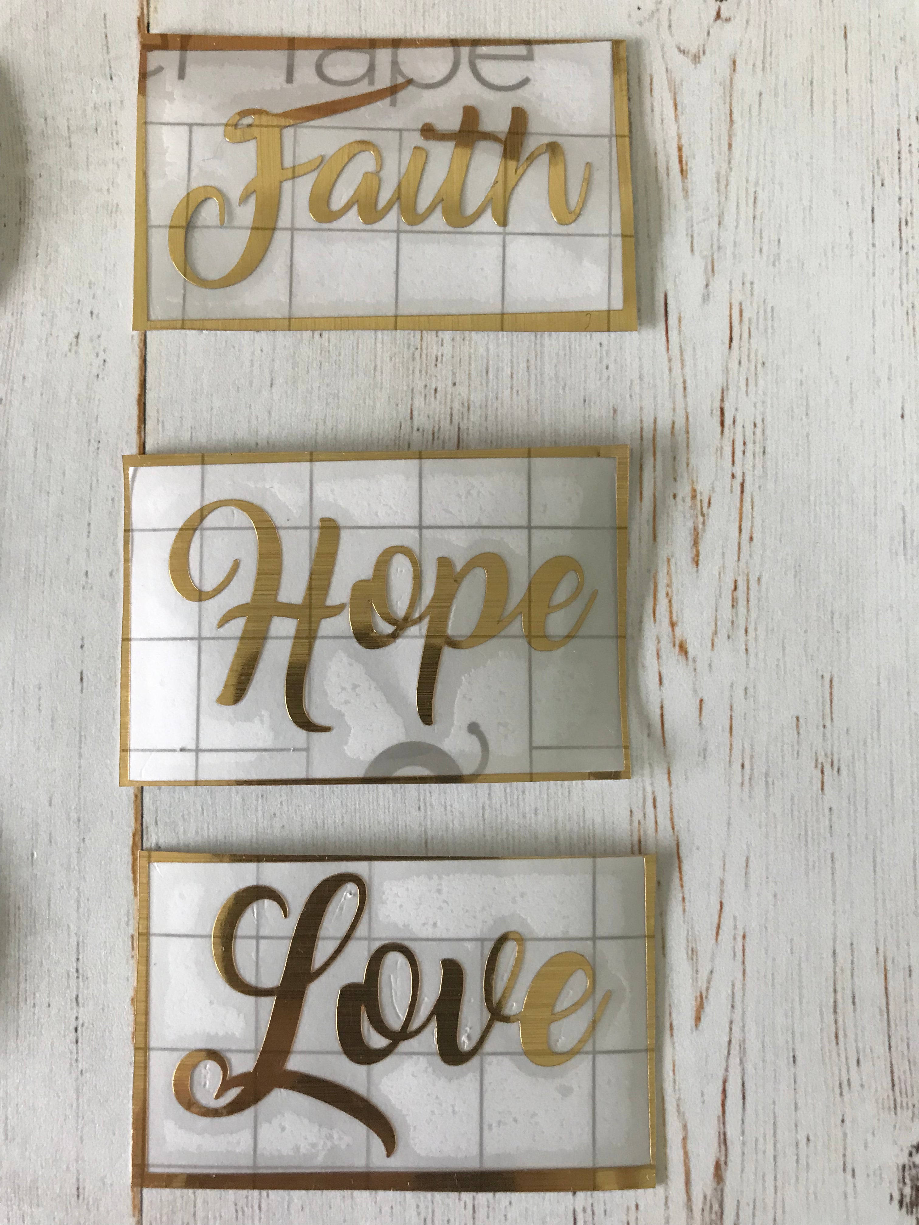 Stickers in Gold  - FAITH, HOPE, LOVE  (3)