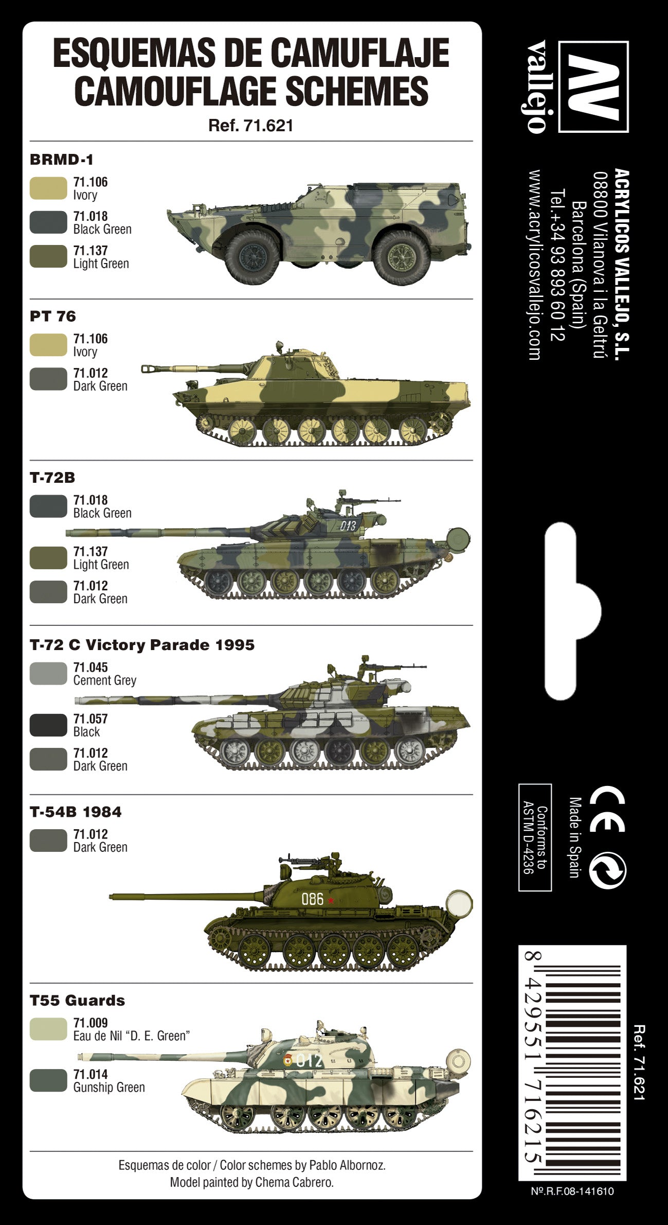 71.621 Cold War & Modern Russian Green Patterns (8) - Vallejo Model Air Set