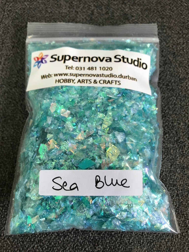 Sea Blue - Shell Flakes for Resin - +/- 30 grams