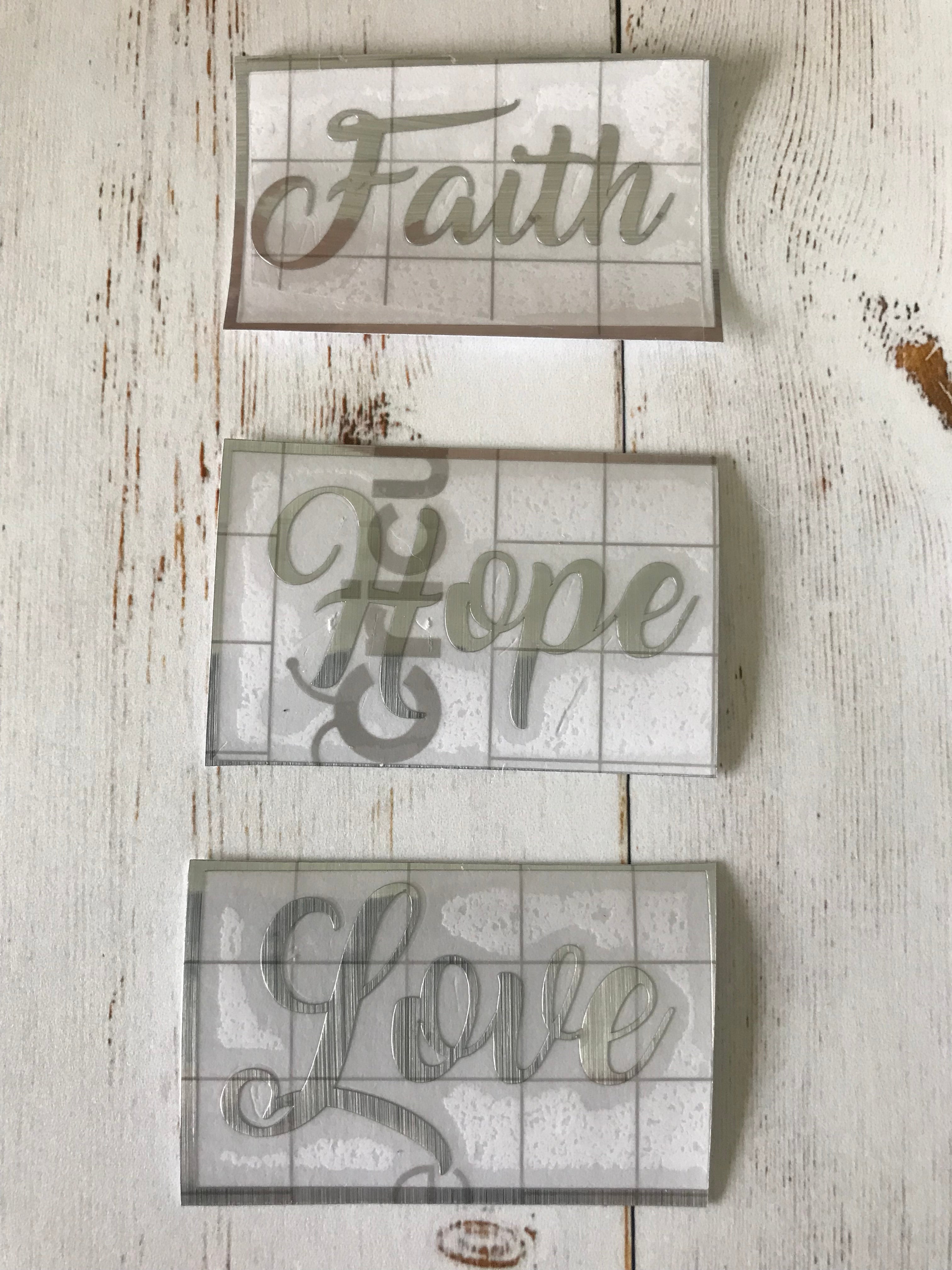 Stickers in Silver  - FAITH, HOPE, LOVE  (3)