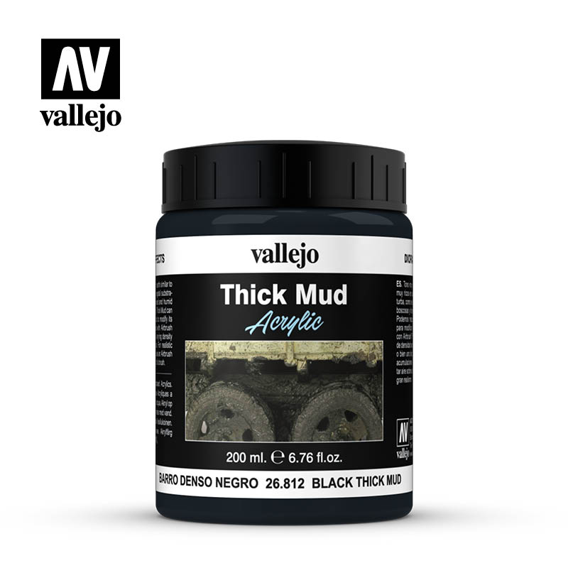 26.812 Black Thick Mud 200 ml - Vallejo Diorama Effects - Supernova Studio