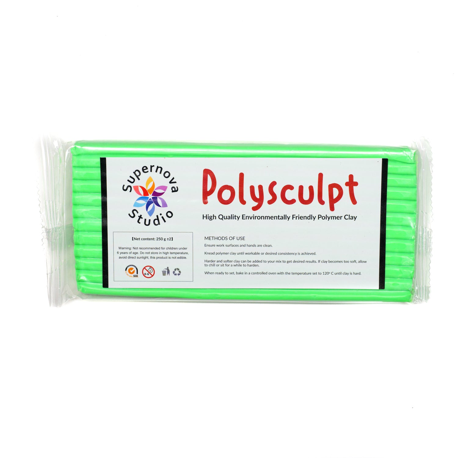 Fluo Green Polysculpt ™ Polymer Clay -  250g