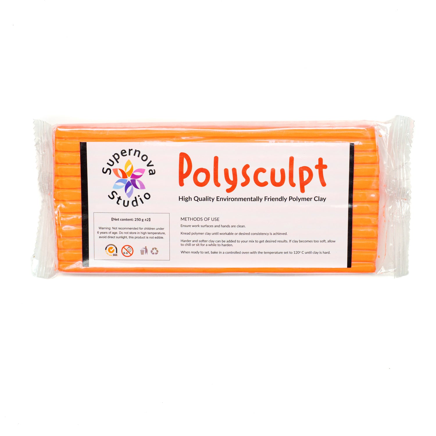 Fluo Orange Polysculpt™ Polymer Clay - 250g
