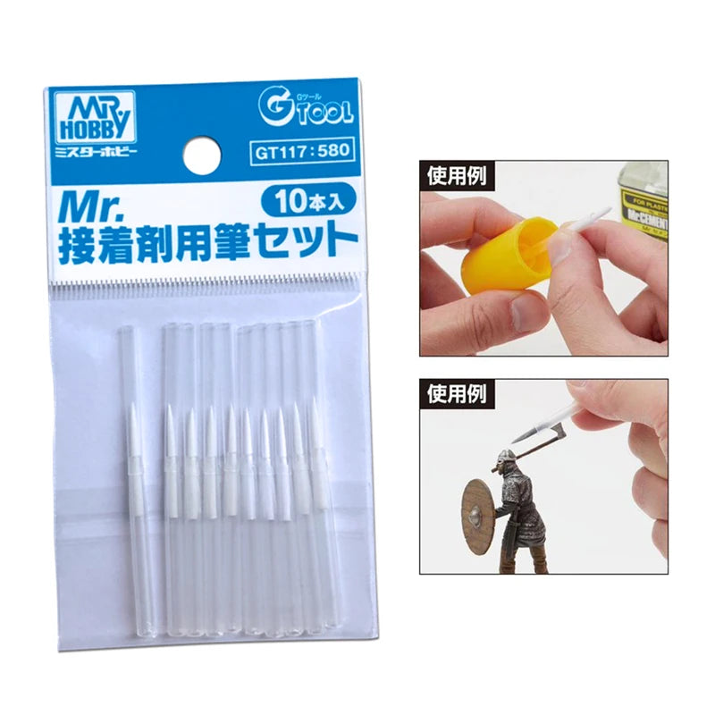 Mr. Hobby - GT117:580 - Mr Adhesive and Weathering Color Brush Set (10)