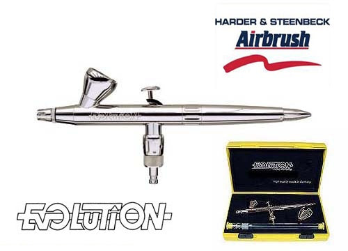 Harder & Steenbeck Evolution Silverline fPc Dos en Uno Aerógrafo 126103 con  juego de cepillos de limpieza
