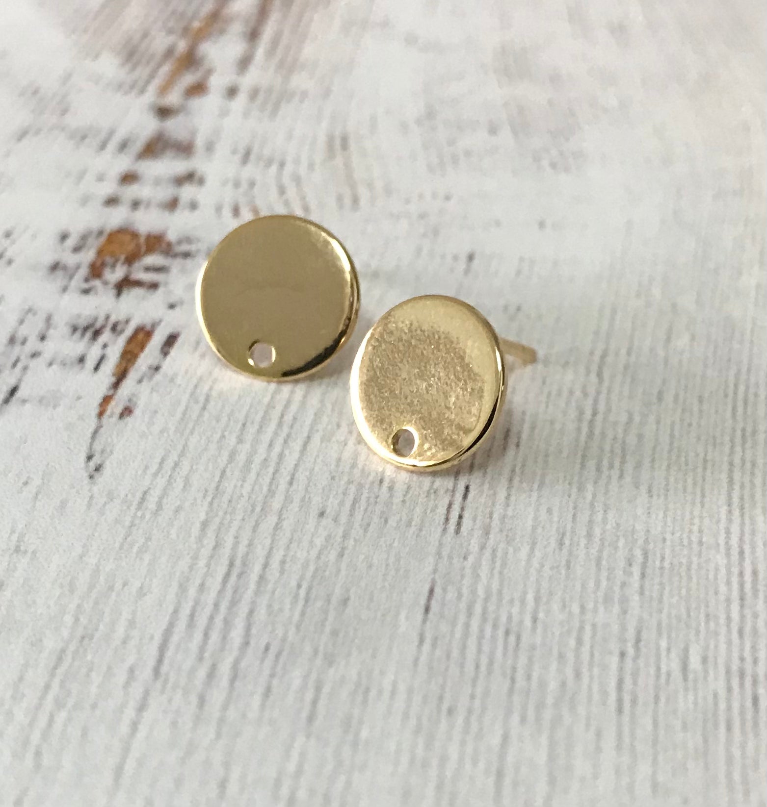 Real 18k Gold Plated Brass Stud Earing Findings ( 1 Pair)