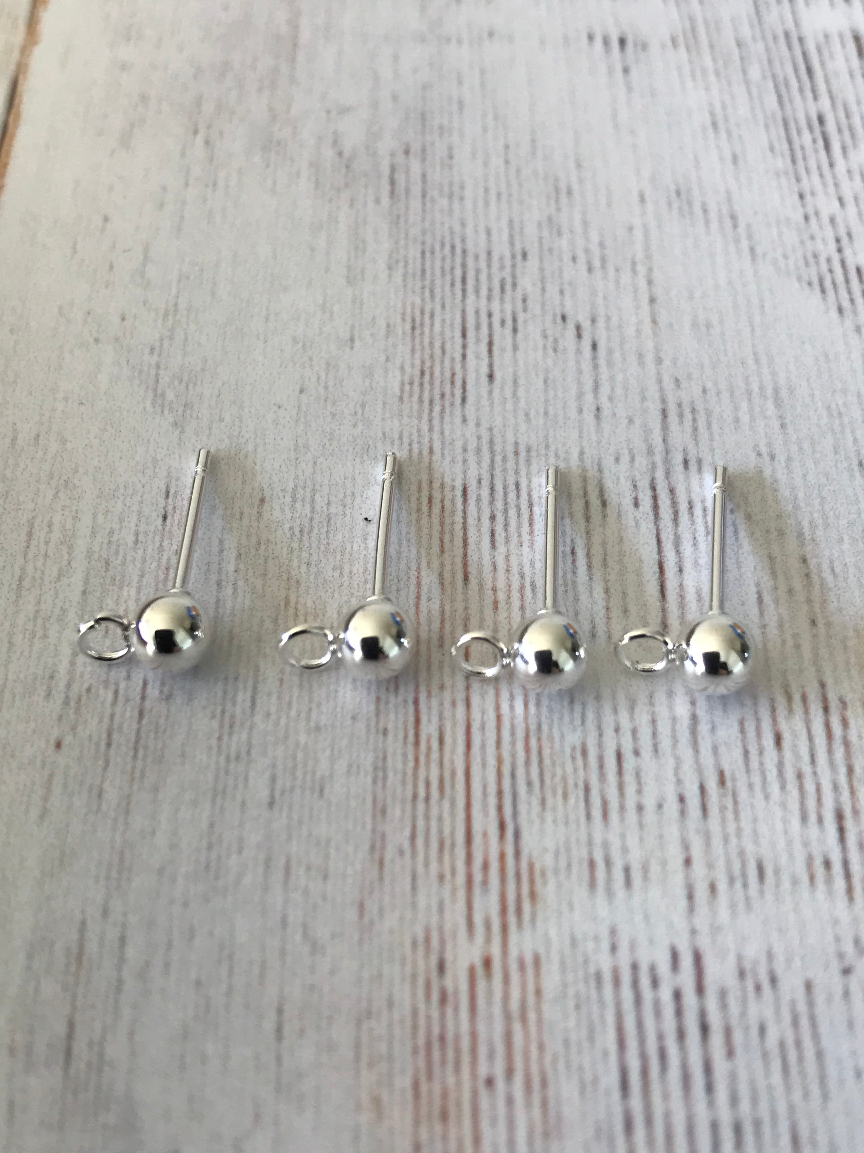 304 Stainless Steel Ball Stud Earing with Loop (2 pairs)