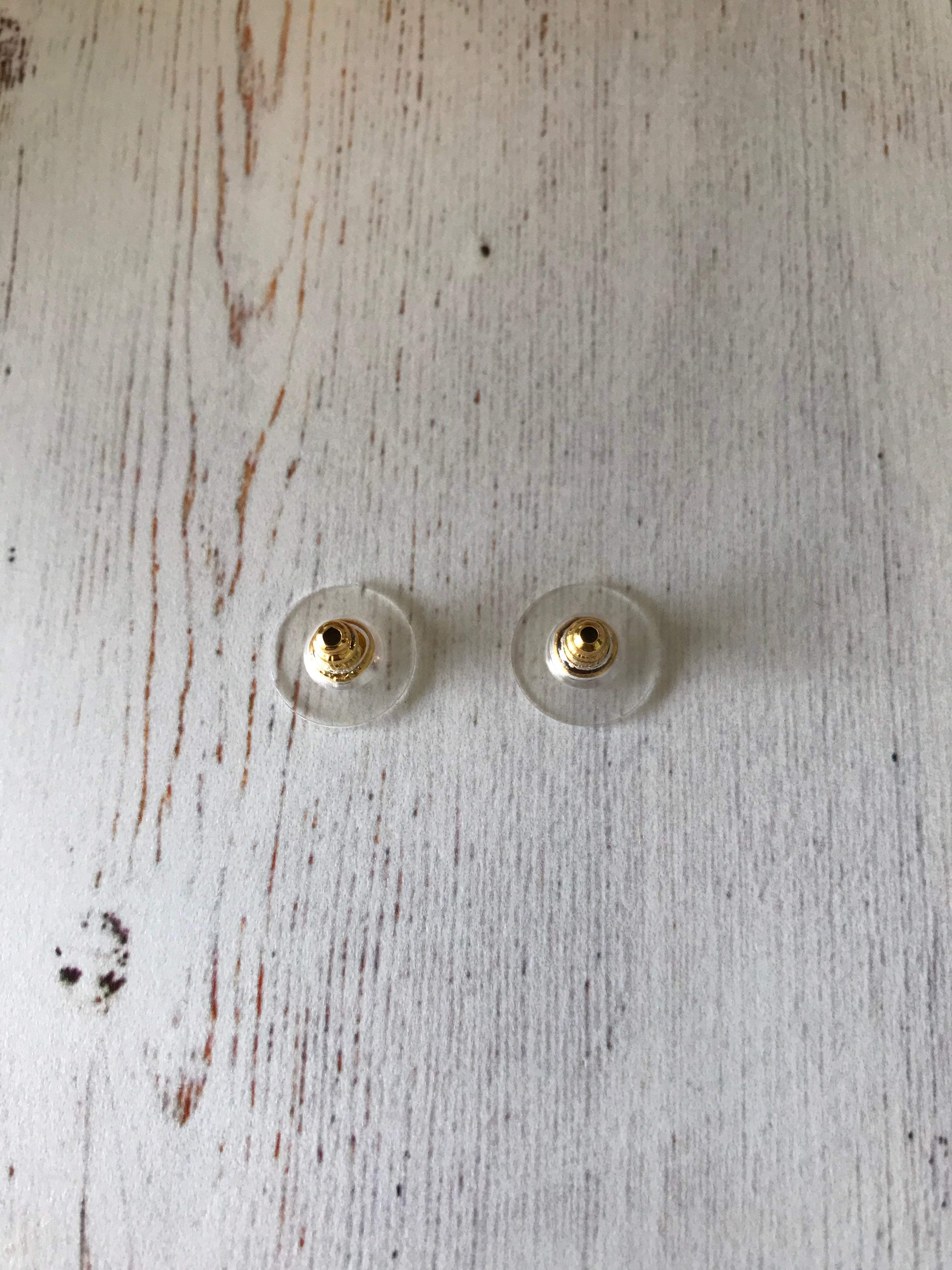 Brass Ear Nuts (Golden) with Plastic Backs (1 Pair)