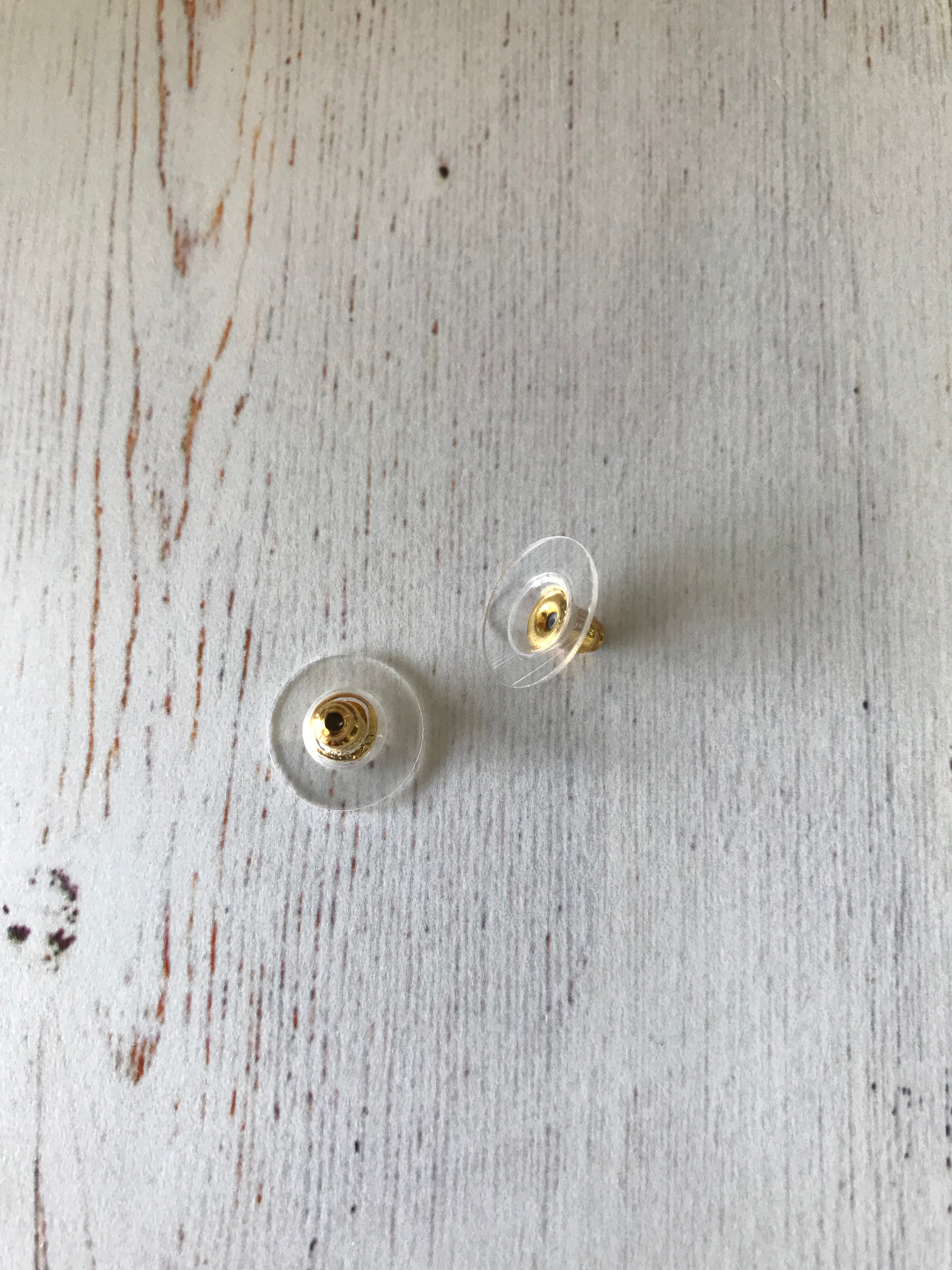 Brass Ear Nuts (Golden) with Plastic Backs (1 Pair)