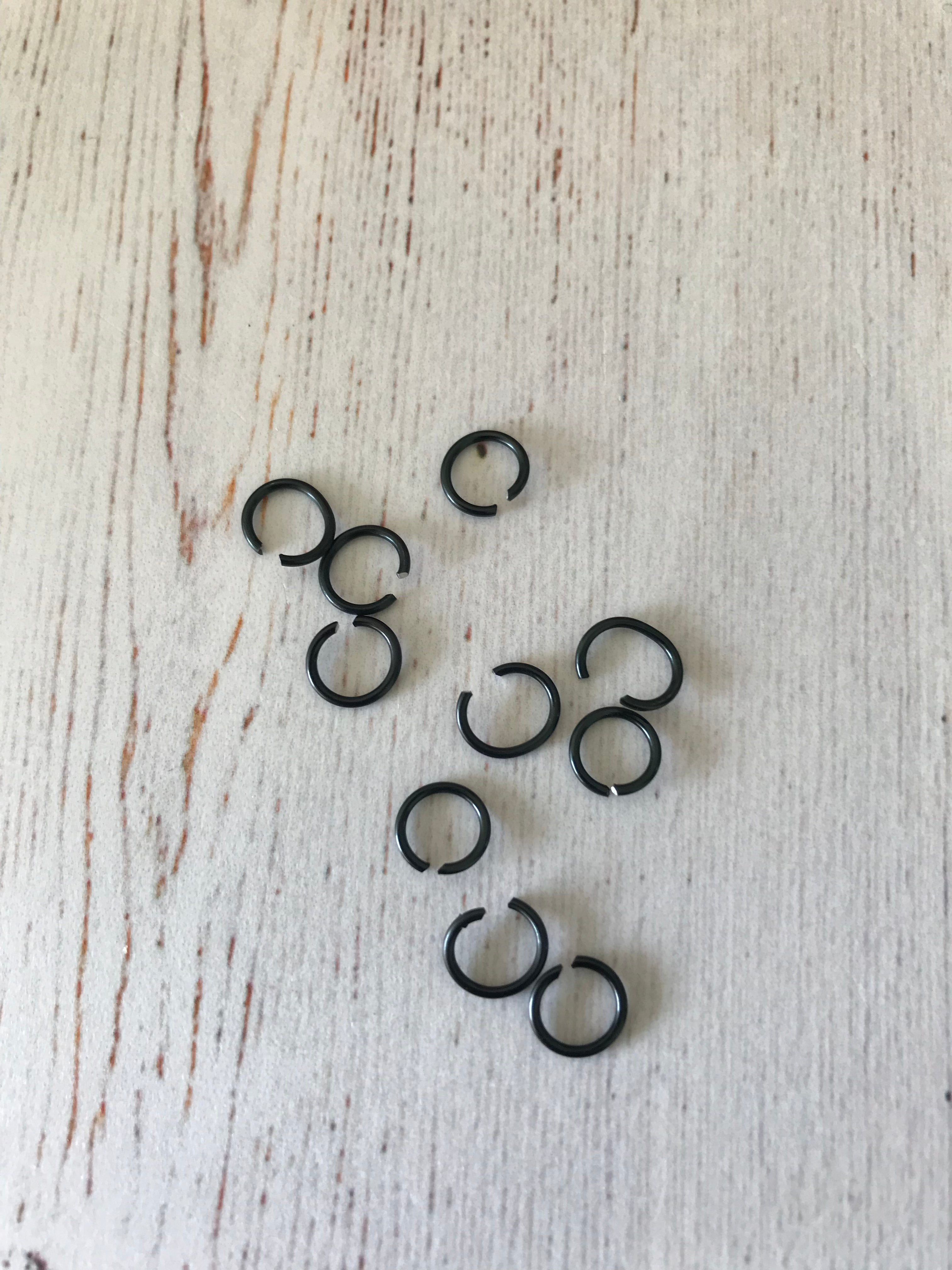 Aliminium Wire Black Open Jump Rings (6x0.8mm) (5 Pair)