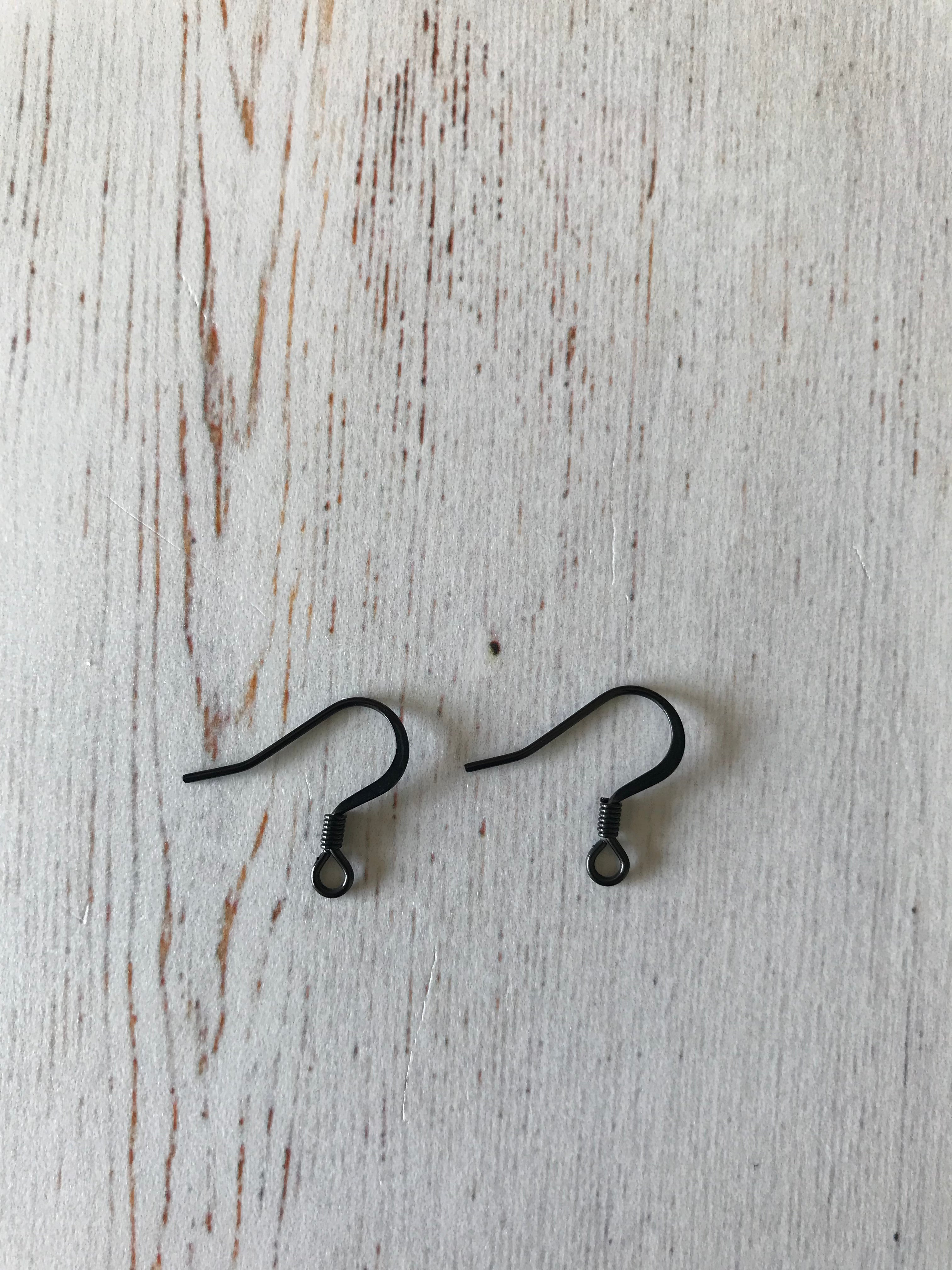 304 Surgical Stainless Steel Black Electrophoresis French Earring Hooks (1 PAIR)