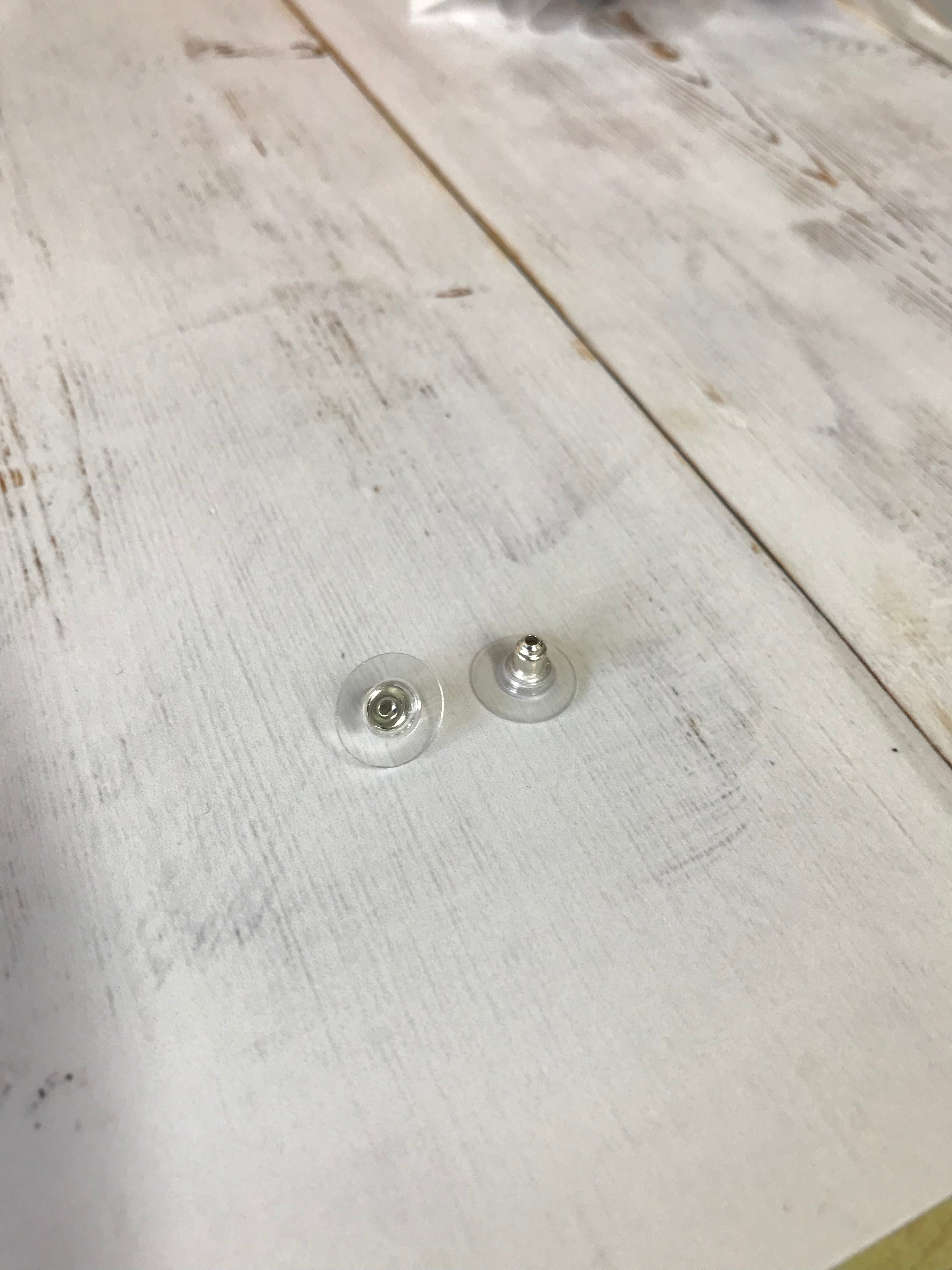 Brass Ear Nuts (Platinum) with Plastic Backs (1 Pair)