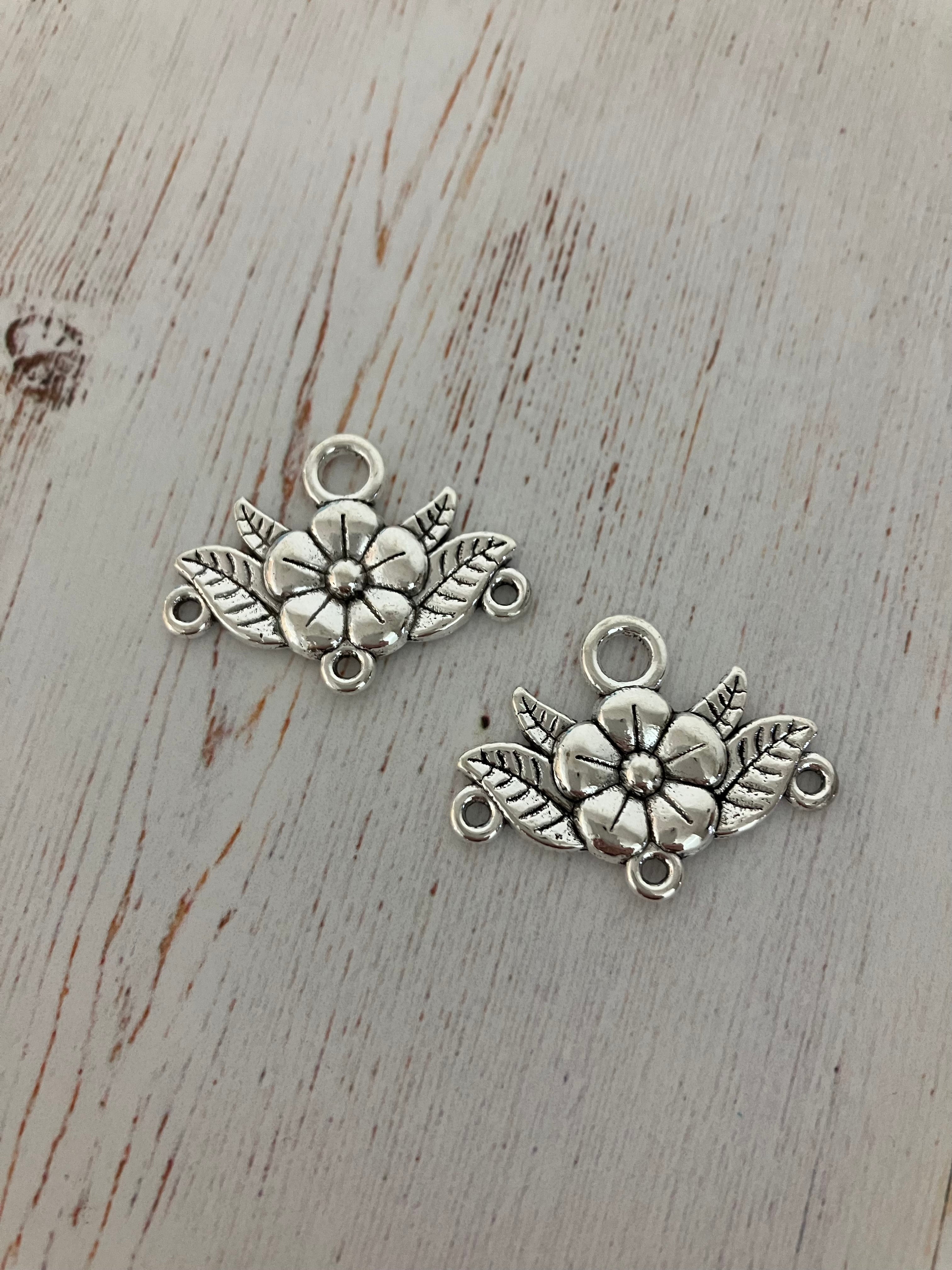 Silver Flower Earring with 3 loops