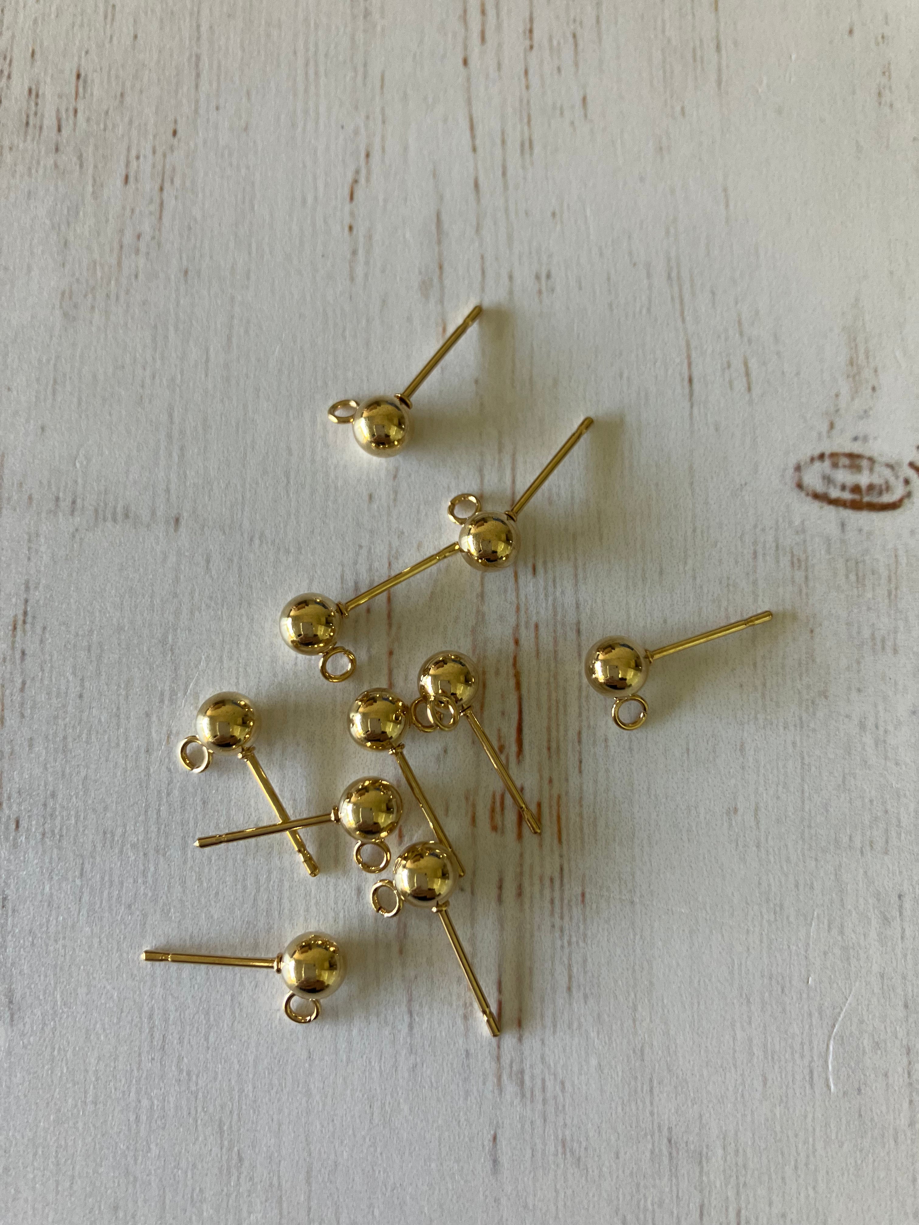Gold Ball Stud Earing with Loop - 5mm (5 pairs)