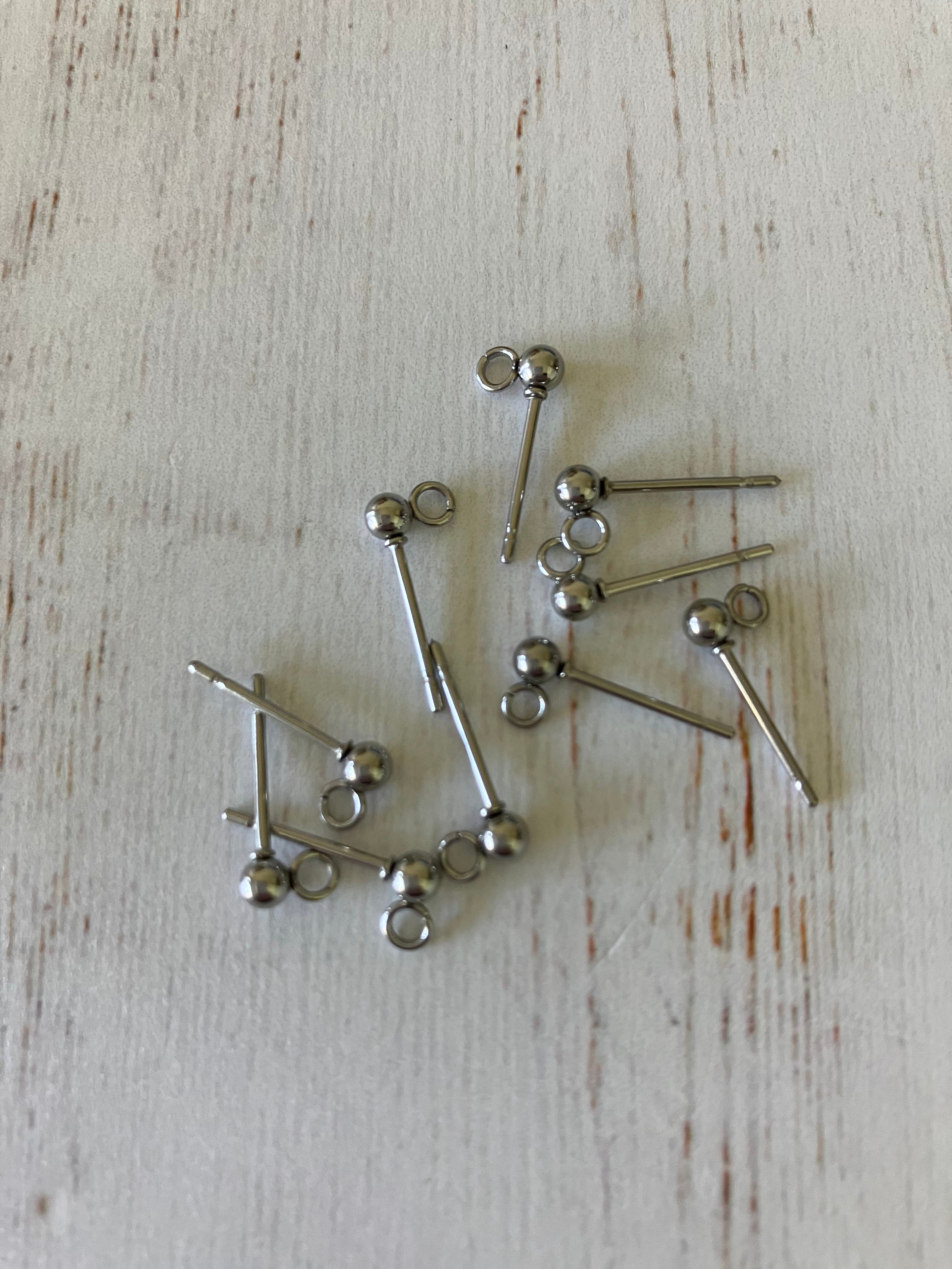 Silver Ball Stud Earing with Loop - 3mm (5 pairs)