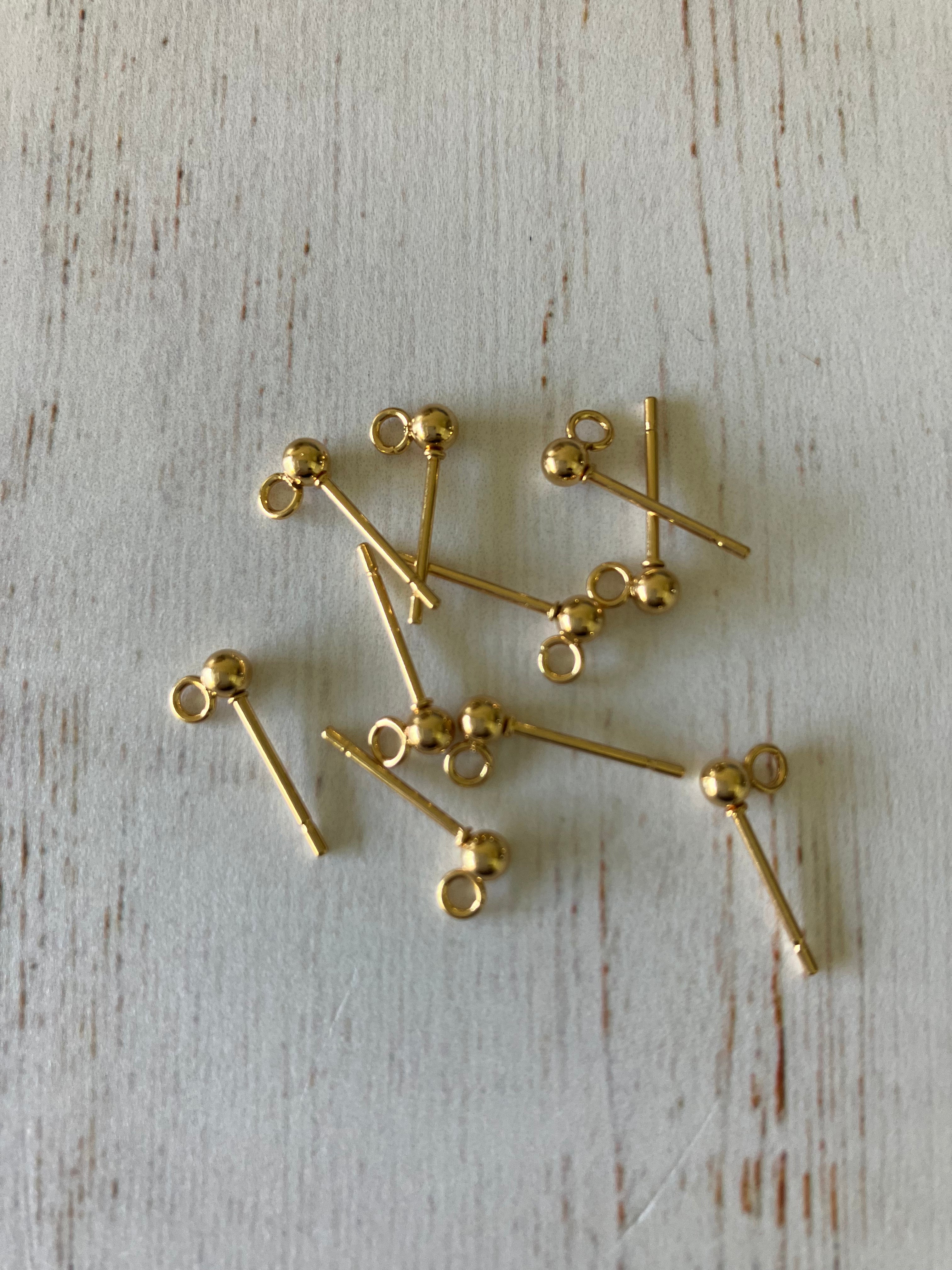 Gold Ball Stud Earing with Loop - 3mm (5 pairs)