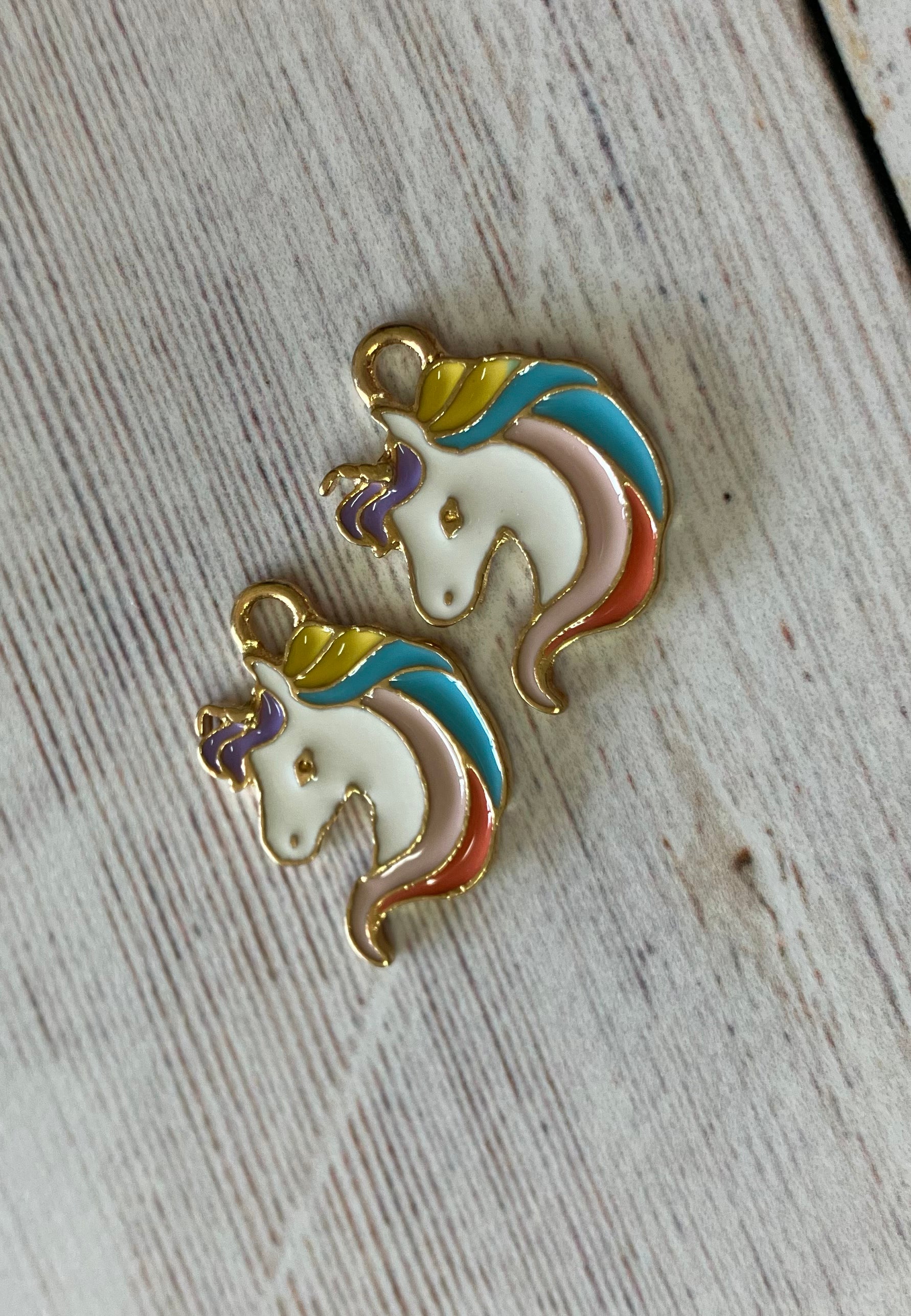 Alloy Enamel Unicorns - (2 Pairs)