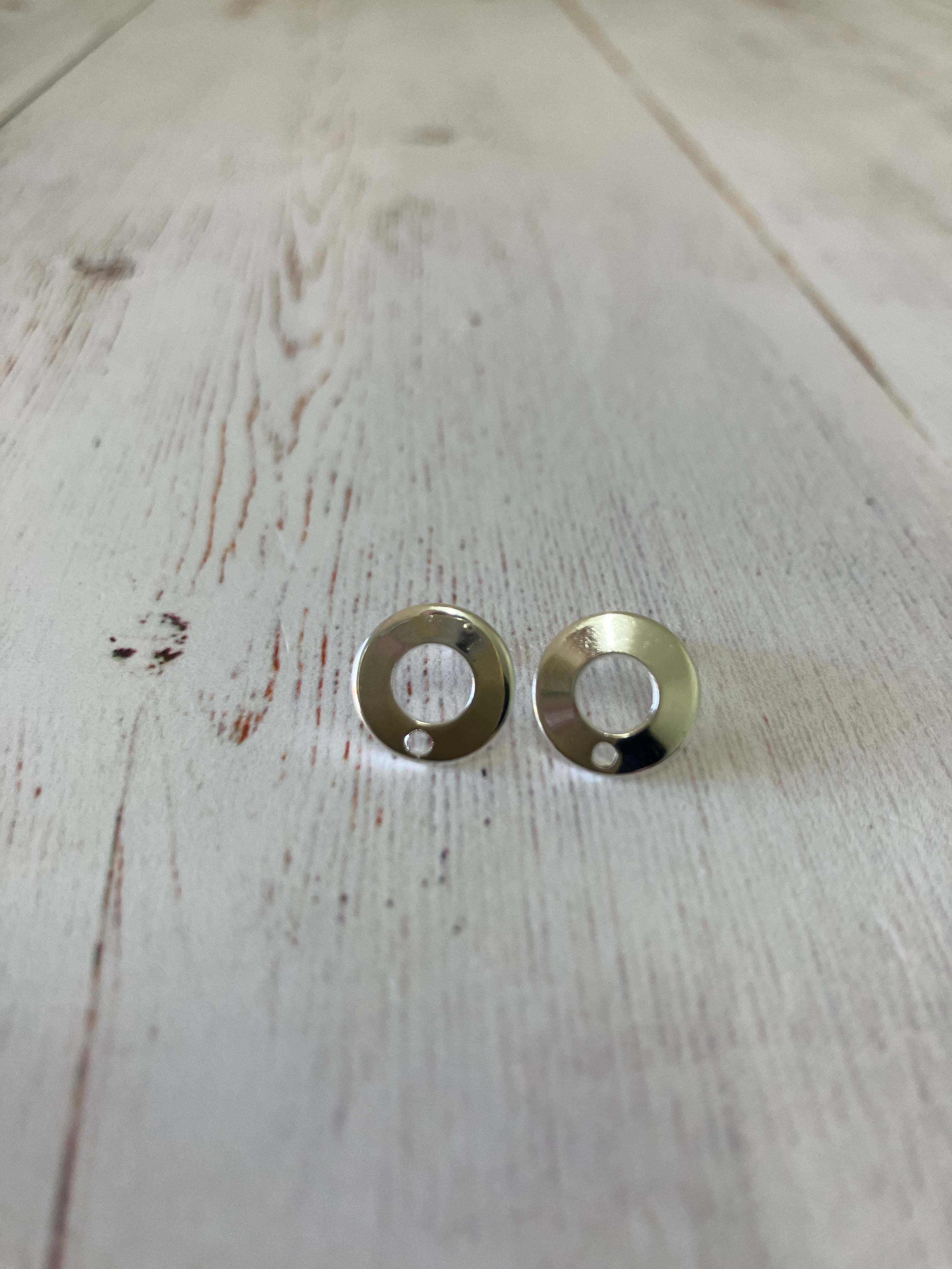 304 Stainless Steel Stud Earring Findings, Donut, Silver - (SOLD PAIR)