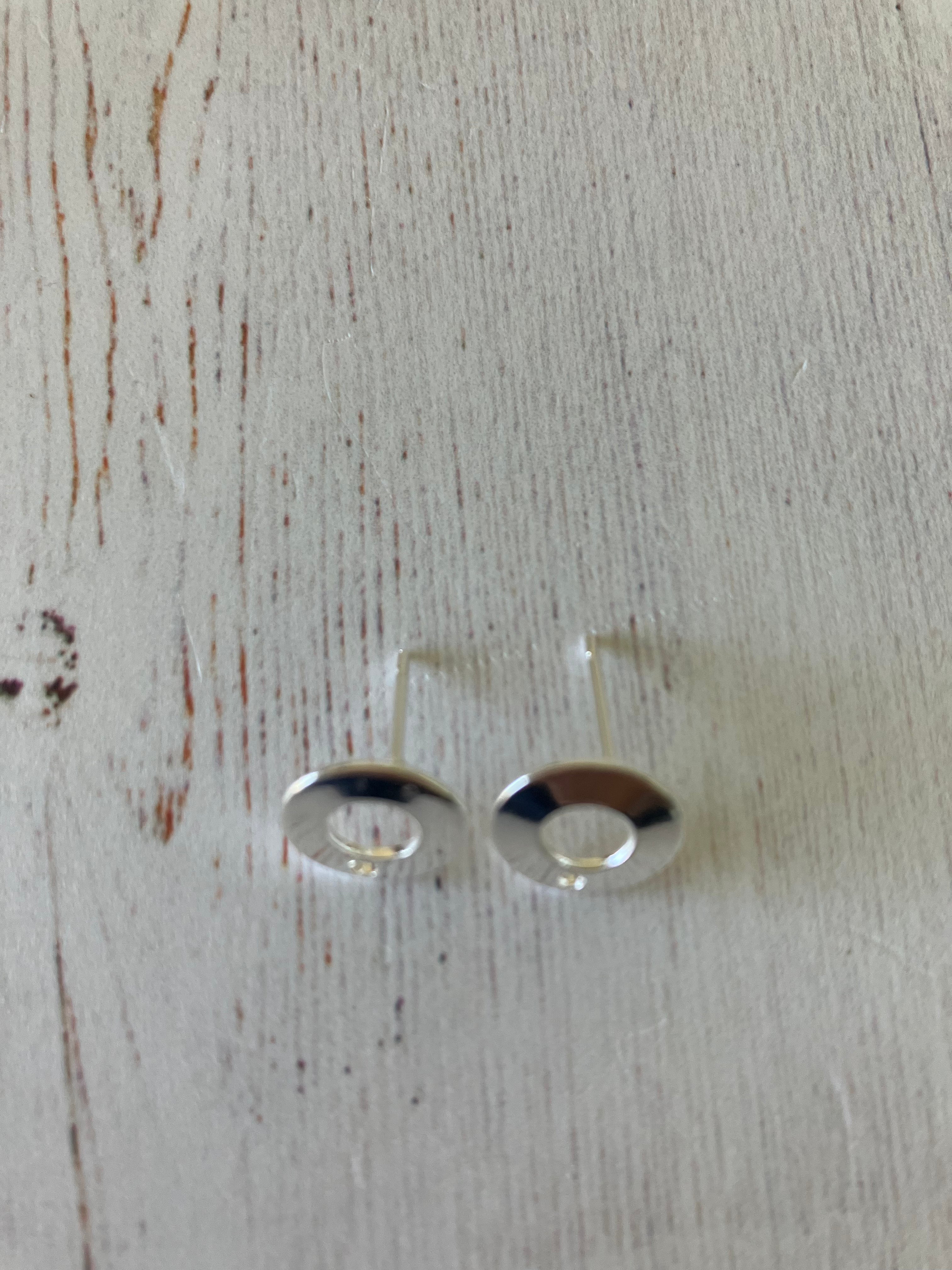 304 Stainless Steel Stud Earring Findings, Donut, Silver - (SOLD PAIR)