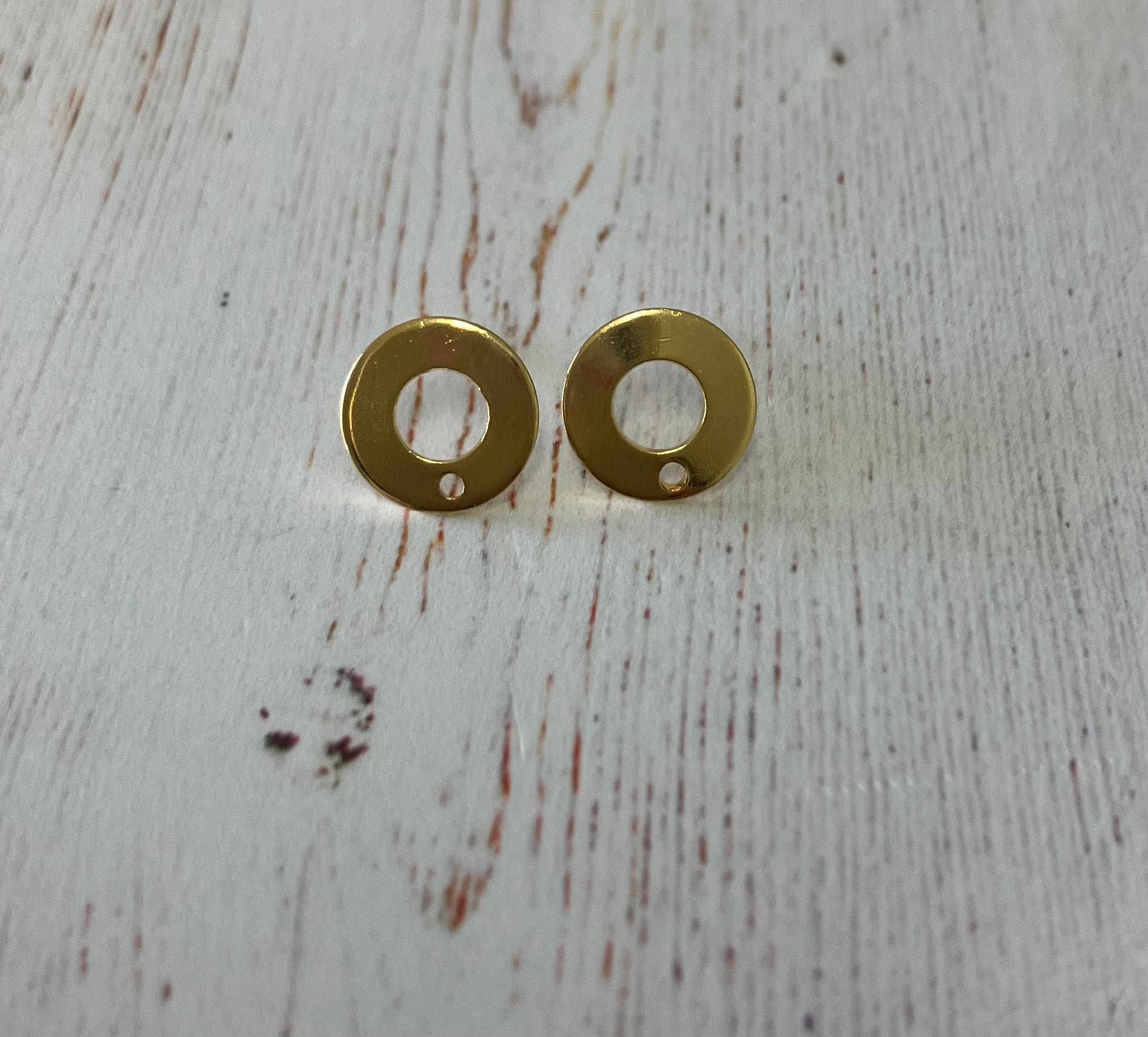 304 Stainless Steel Stud Earring Findings, Donut, Golden - (SOLD PAIR)