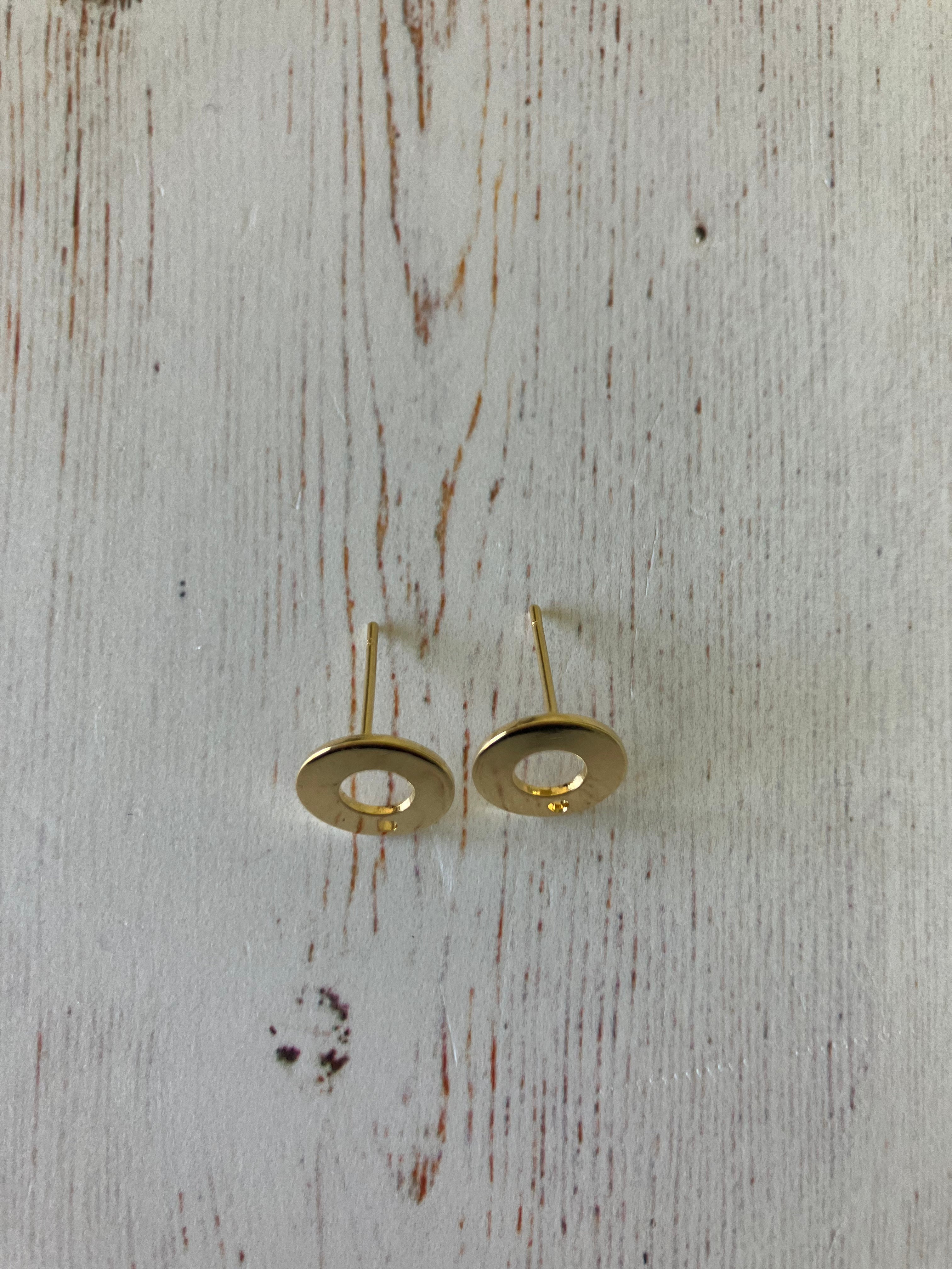 304 Stainless Steel Stud Earring Findings, Donut, Golden - (SOLD PAIR)