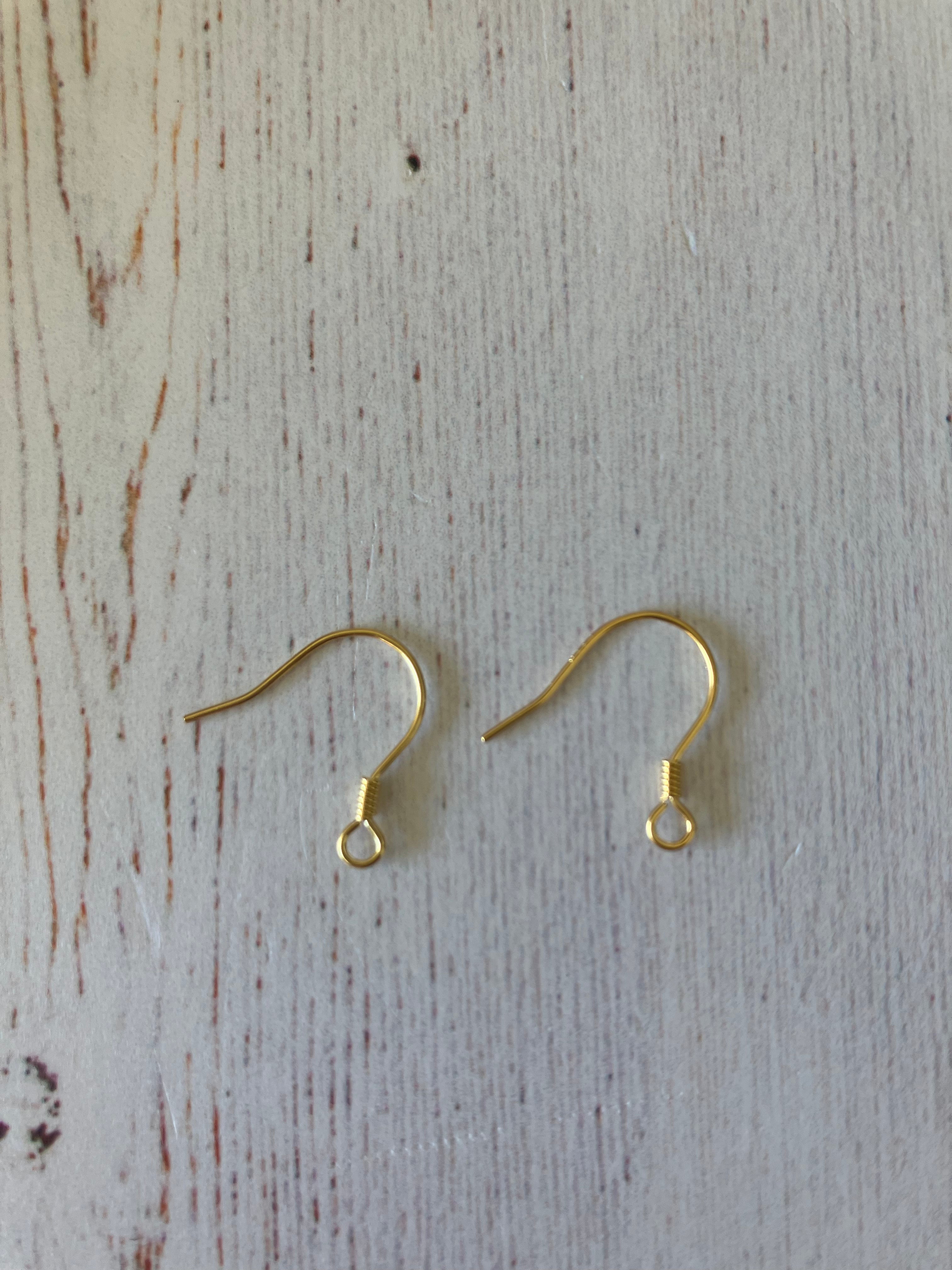 925 Sterling Silver Earring Hooks, with Horizontal Loops, Golden (Dainty Hooks) (1 Pair)